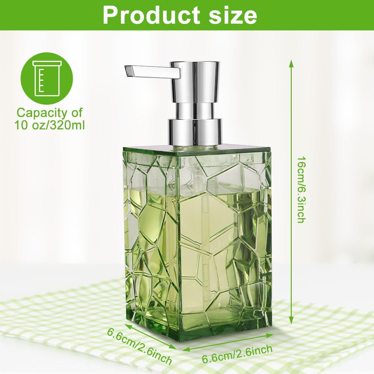 Fulasun Hand Soap Dispenser - 2 Pack, 320Ml/10 Oz Clear Acrylic Liquid Lotion Soap Dispenser with Plastic Pump, Wide Mouth Decorative Soap Dispenser for Kitchen, Bathroom