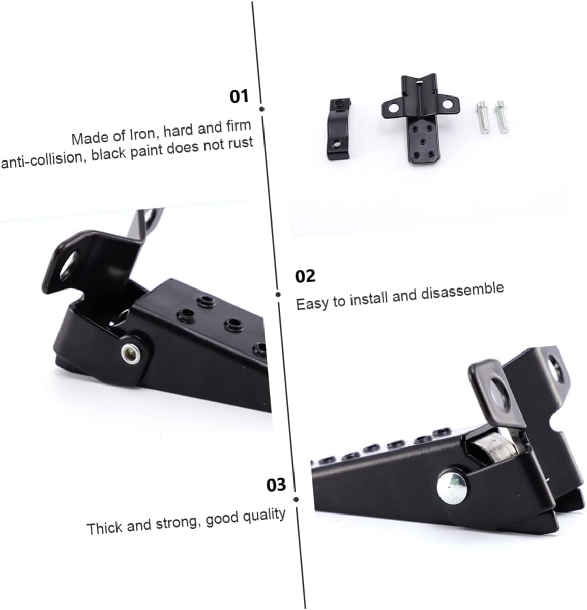 SUPVOX Motorcycle Foldable Foot Pegs Clamp-On Footrest Adjustable Width 25-30Mm Black Pair Fits 24-38Mm Diameter Frame Motorbike Accessories image number 1