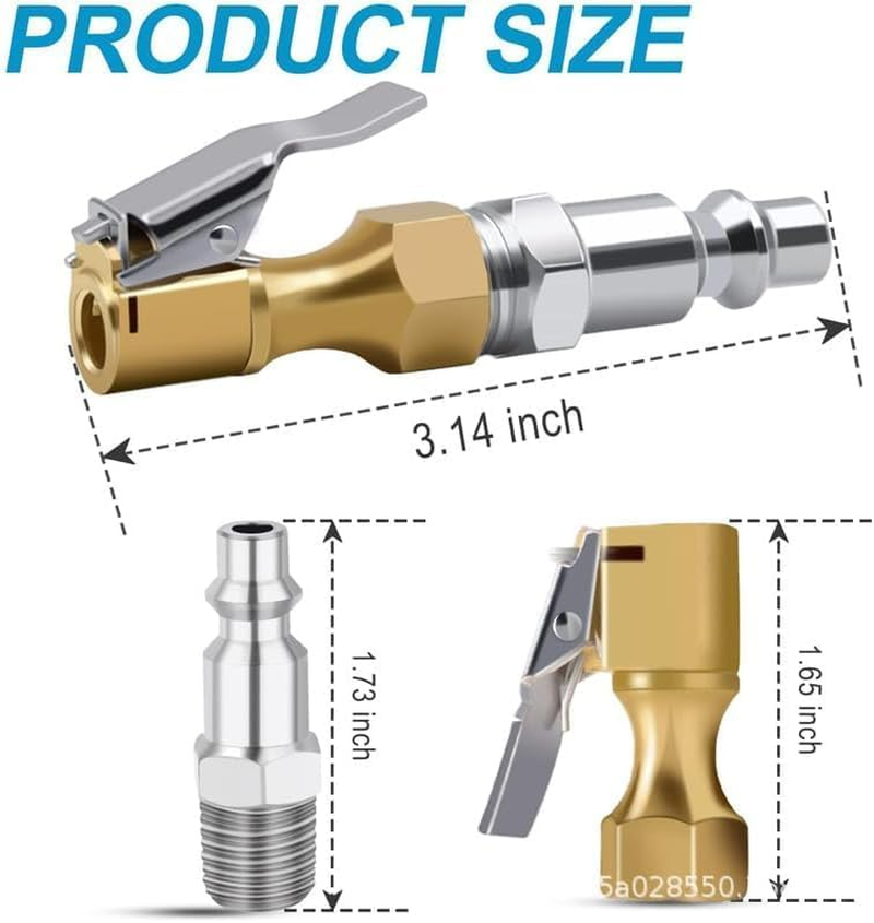Heavy Duty Brass Lock-On Air Tire Chuck, Open Flow Design with Clip Adapter, 1/4" FNPT for Tire Inflators, Air Compressors, Pressure Gauges and Vehicle Inflator Pump Accessories Tool image number 4