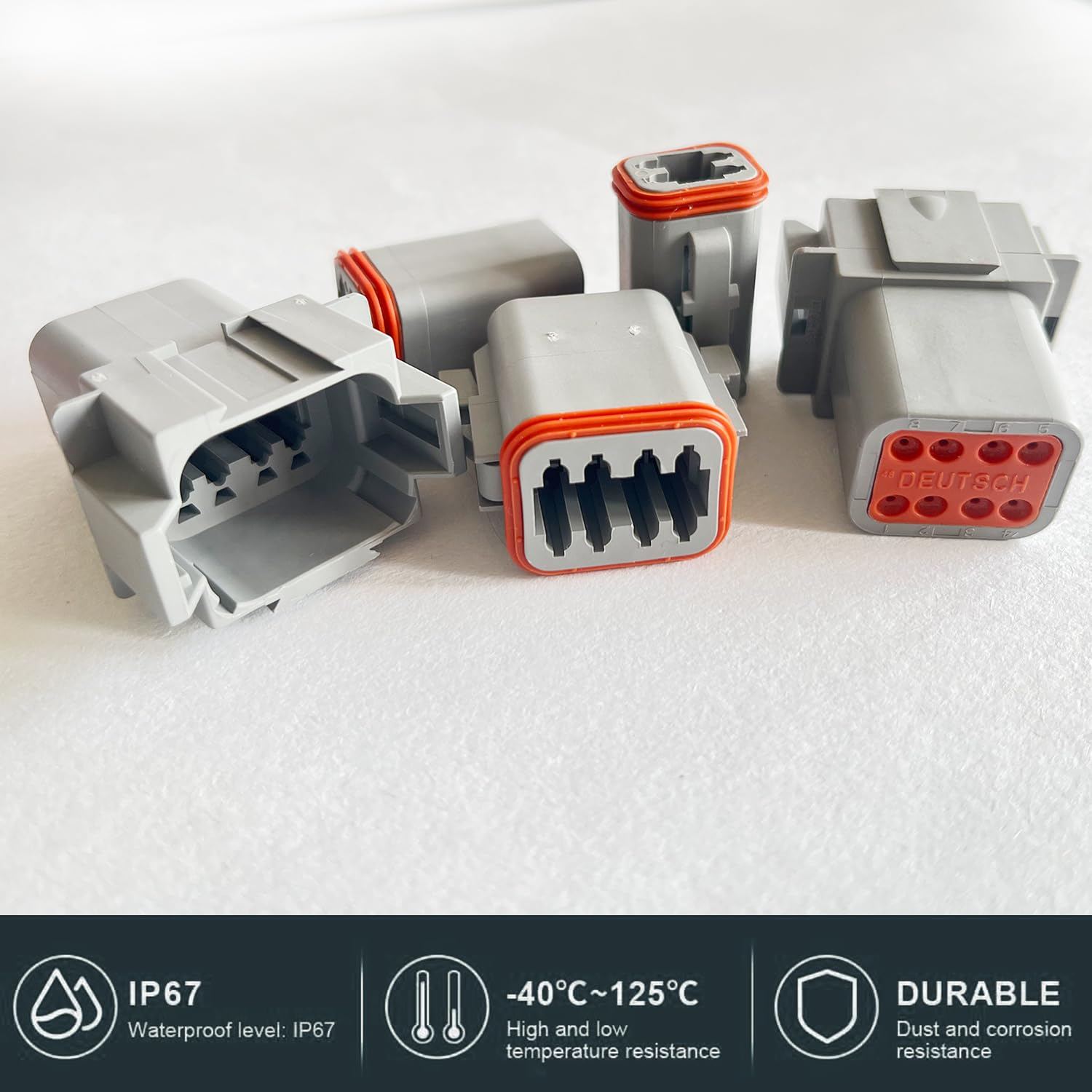 152PCS DT Deutsch Connector Kit, 2 3 4 6 8 12 Pin Way DT Connectors with Solid Contacts, Waterproof Automotive Electrical Connectors Assortment for Automotive Repair image number 3