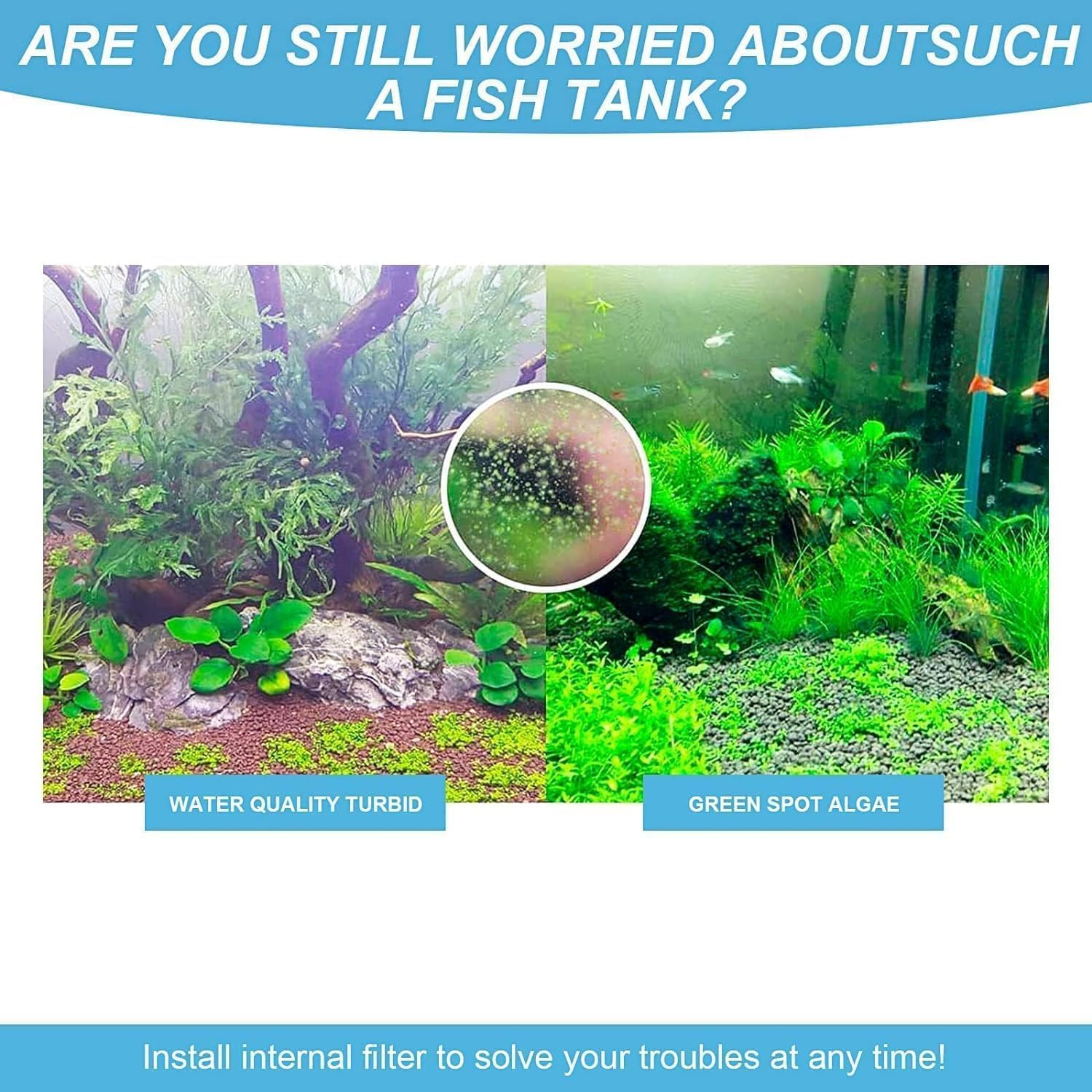 Aquarium Filter, Fish Tank Filter for Small Tank, Small Internal Aquarium Filter, Submersible Foam Filter with Filtered Ceramic Balls, Small Aquarium Filter for Breeding Fry Shrimp Tank (Black) image number 3