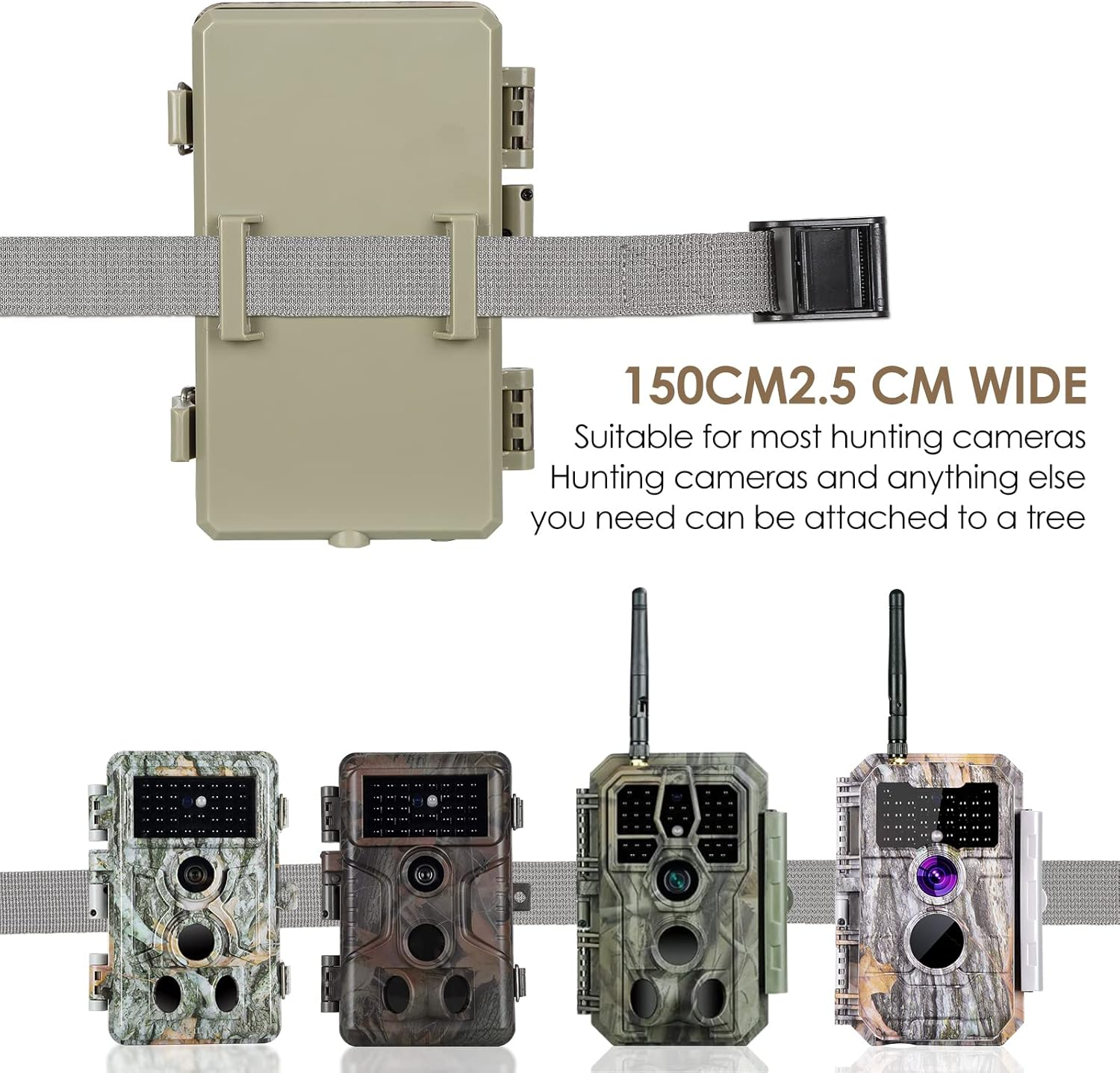 5 Pack Adjustable Tie down Cinch Straps, 150Cm/4.92 Feet Heavy Duty Nylon Lashing Straps with Cam Buckles Packing Straps for Securing Cargo, Motorcycle,Kayak, Surfboard,Trail Cameras image number 2