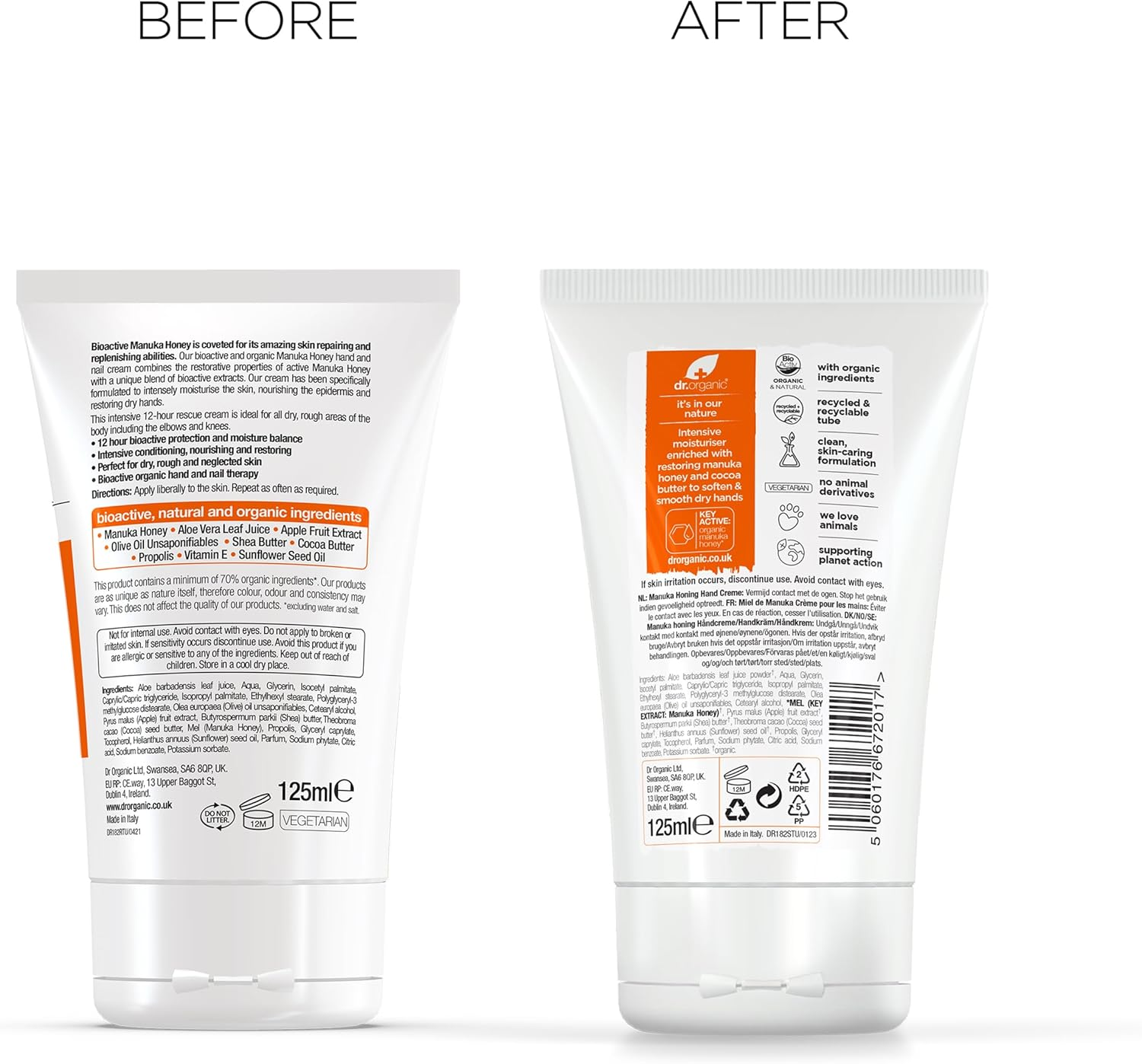 Dr Organic Manuka Honey Hand Cream, Moisturising, Dry Skin, Mens, Womens, Natural, Vegetarian, Cruelty-Free, Paraben & Sls-Free, Organic, 125Ml image number 4