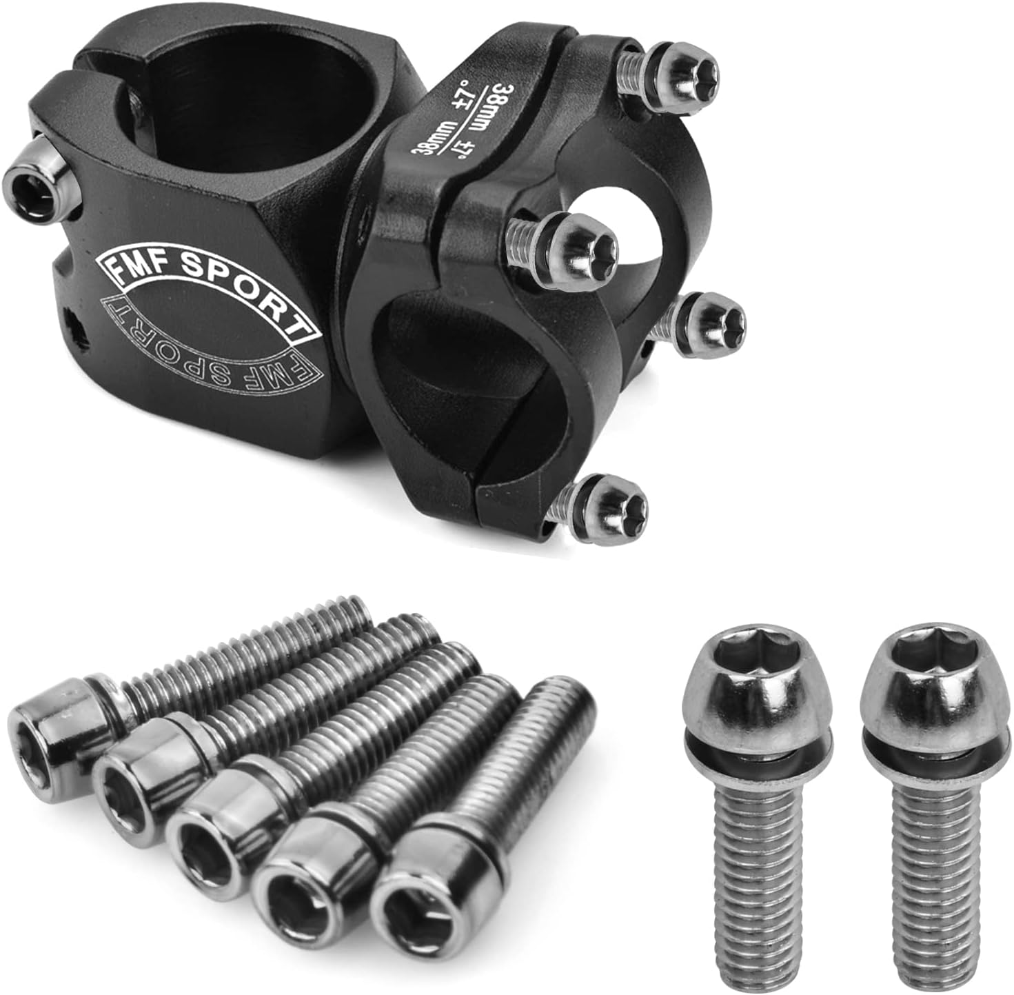 Pack of 10 Bicycle Stem Screws, M5 X 20 Mm Bicycle Stem Screws with Washers, Bicycle Cone Screws, Bicycle Stem Bolts, Cone Head Screw for Mountain Bike (Black) image number 1