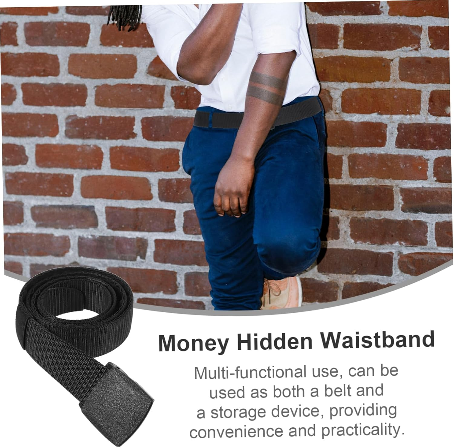 GRIRIW Hidden Stash Belt Money Belt for Travel for Men Waistband Decor Supply Prank Prop image number 5