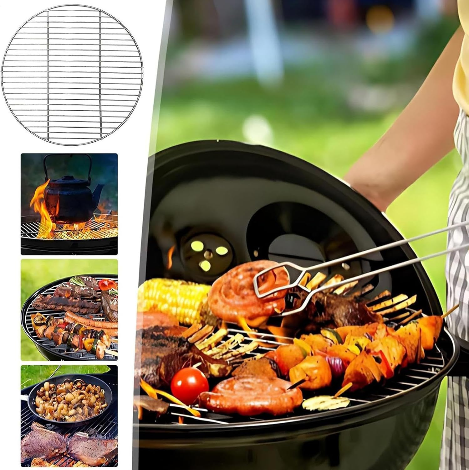Cooking Grate, 33Cm round BBQ Grill Rack, Stainless Steel Barbecue Grill Grid Replacement for Charcoal Kettle Grills, Barbecue Grate Round image number 3