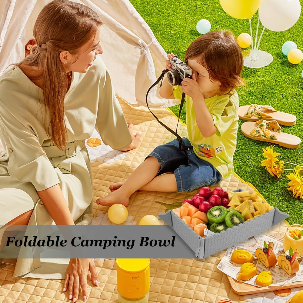 Foldable Bowl, Camping Bowl, Portable Silicone Salad Bowl, Foldable Silicone Bowls for Camping, Hiking, Kitchen, School, Outdoors image number 1