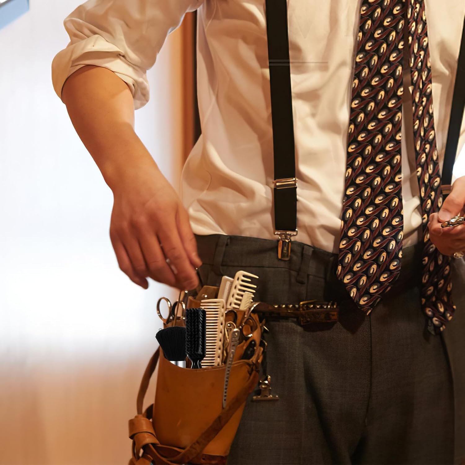 Barber Neck Duster Brush Set - Soft Barber Neck Duster with Barber Trimmer Cleaning Brush, Professional Barber Dusting Hairbrush for Brushing off Hair around Neckline and Ears image number 6