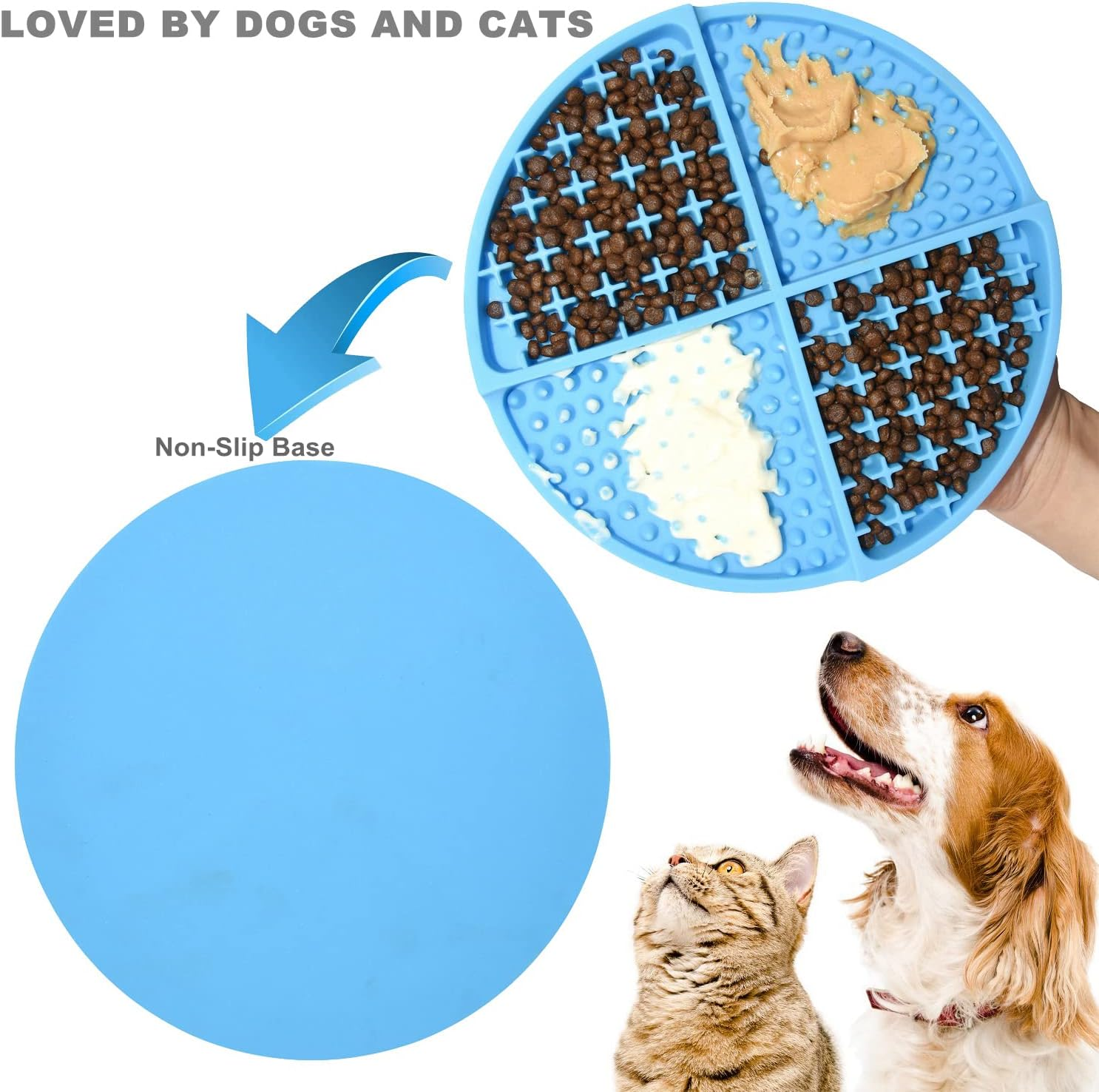 Licking Mat for Dogs and Cats,Dog Slow Feeders,Boredom Anxiety Reduction,Heavy-Duty Puzzle Mat Dog Treat Mat with Unique Quadrant Design,Perfect for Yogurt,Treats or Peanut Butter(Orange) image number 6
