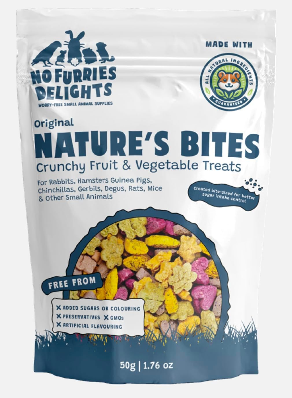Treats, 100% All Natural Mini Bites for Rabbit Hamster Guinea Pig Chinchilla Pet Rat Mice Gerbil Bird, Healthy Enrichment Bonding Rewarding Training (Nature'S Variety Pack 50G) image number 3