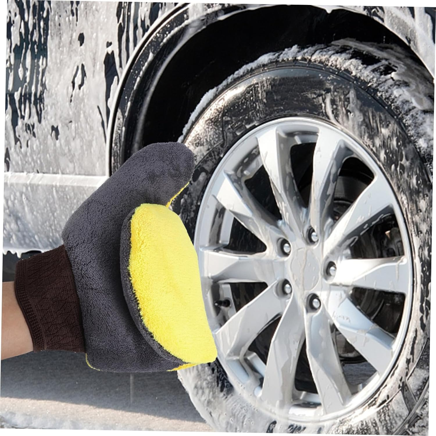 OFFSCH 2Pcs Car Wash Gloves Mitt with Special Coral Fleece Material Double Sided Cleaning Mitts for Hard to Reach Auto Surfaces Comfortable and Maneuverable Dusting Gloves image number 3