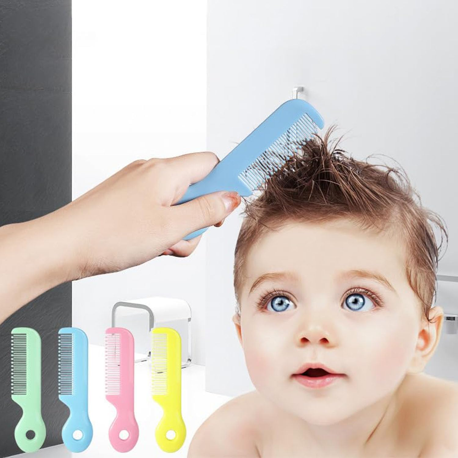 Taicols 6 Pack Baby Hair Combs Set - Newborn Comb for Girls & Boys, Anti-Knot Pain-Free Wide Tooth Baby Combs for Wet/Dry/Curly Hair, Toddler Hair Brush Kit with Animal Shapes, Cartoon Portable (B)