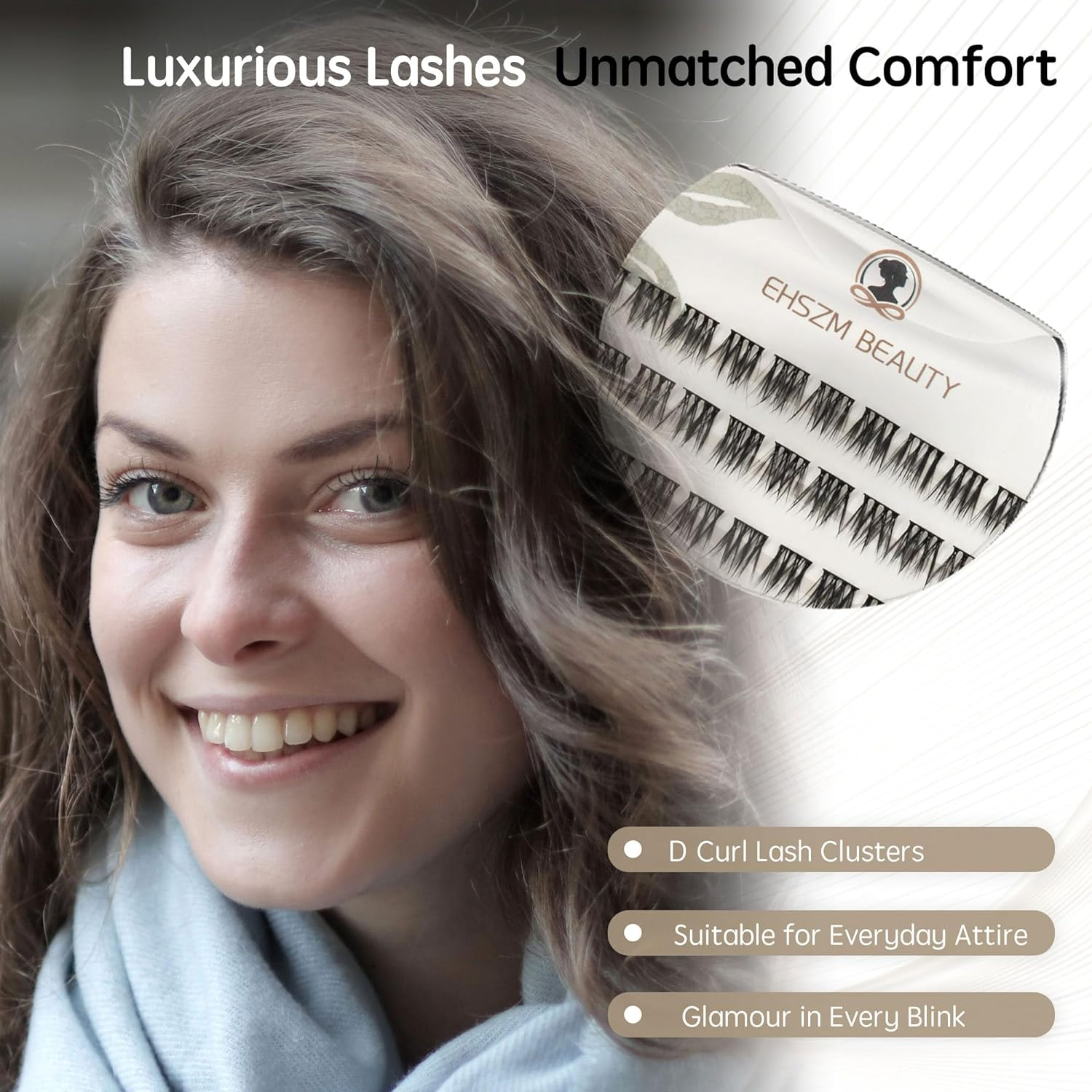 Natural Wispy Look,10Mm,12Mm,14Mm,16Mm(10-16Mm) D Curl Lash Clusters,Mega Individual Lash Extensions,Lightweight, Easy to Apply,Ehszm Beauty(Mercury) image number 4