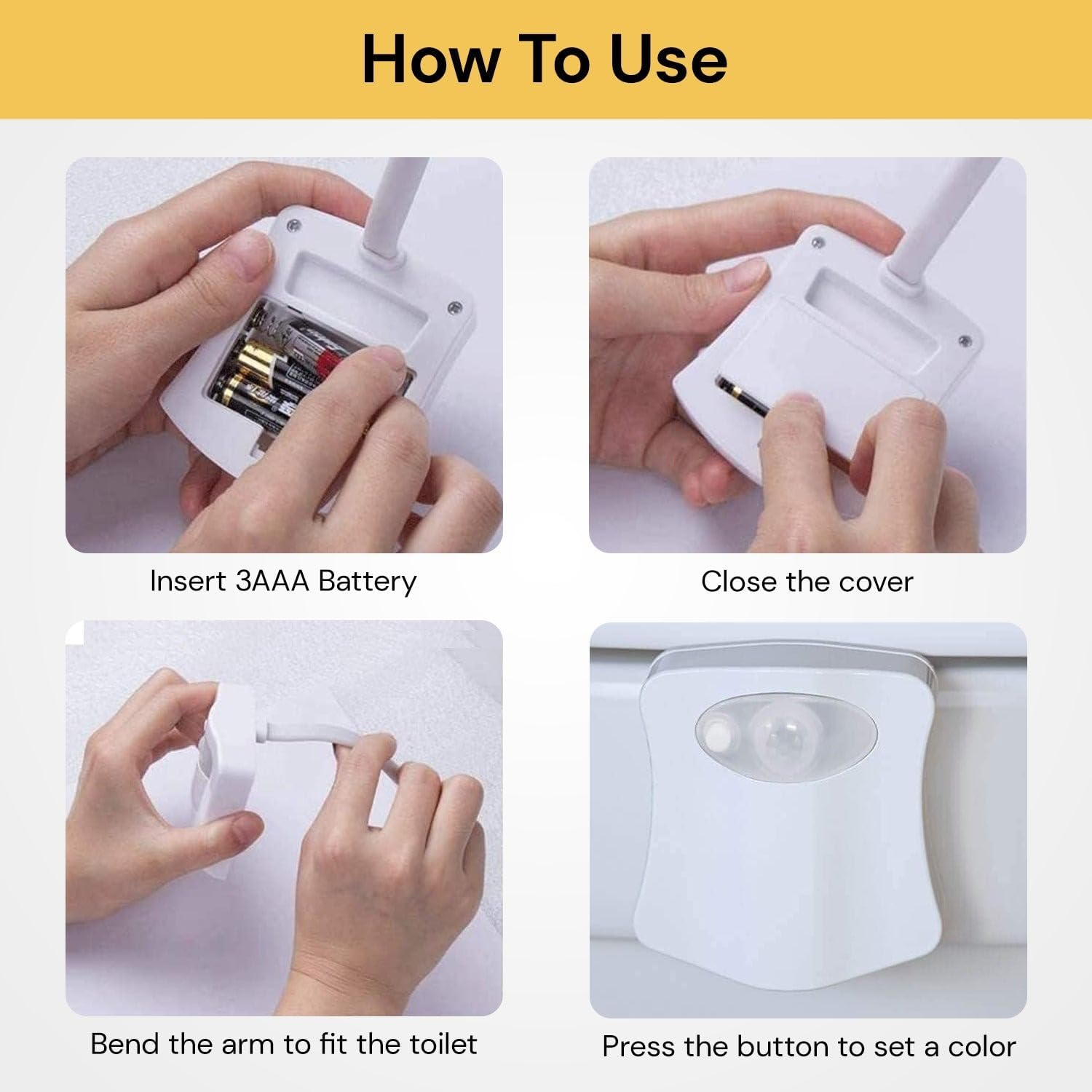 Spendeal 2 Pack Toilet Night Light, Toilet Bowl Light, Motion Sensor Activated LED Night Light, 8-Color Toilets Light up for Kids Bathroom Decor, Washroom, Cool Stuff Fit for Any image number 1