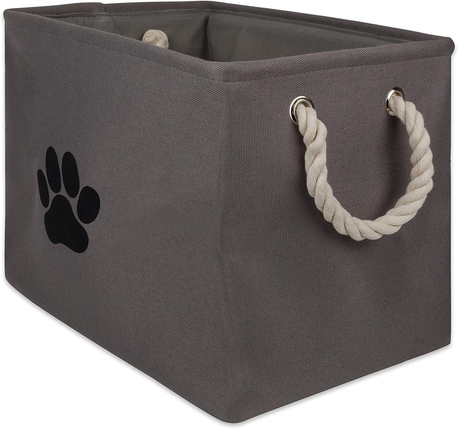 Bone Dry DII Medium Rectangle Pet Toy and Accessory Storage Bin, 16X10X12", Collapsible Organizer Storage Basket for Home D&eacute;cor, Pet Toy, Blankets, Leashes and Food-Gray Paw Print