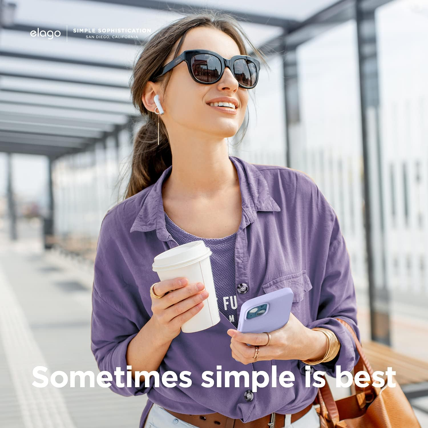 Elago Liquid Silicone Case Compatible with Iphone 13 Case (6.1"), Premium Silicone, Full Body Protection - 3 Layer Shockproof Phone Cover, Anti-Scratch Soft Microfiber Lining (Purple) - Brown image number 3