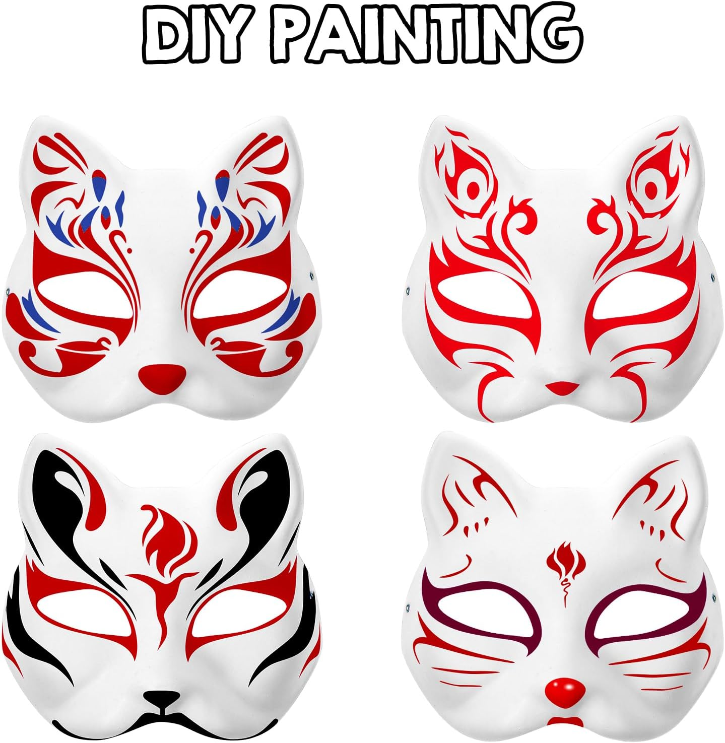 WRITWAA 5 Pcs Blank Cat Masks White Paper Hand Painted Masquerade Masks for Halloween Cosplay and Costume Parties Craft Accessories image number 4
