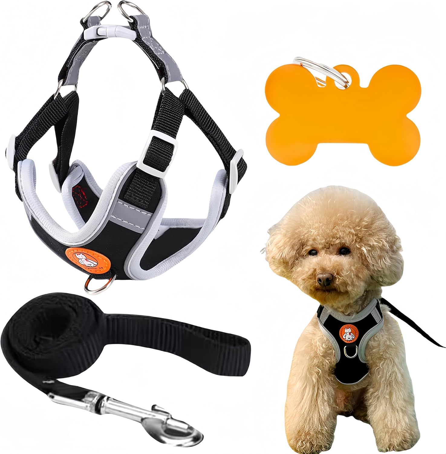 Dog Harness, Dog Harness, Small Dogs, Anti-Pull Dog Harness, Reflective Soft Padded Dog Harness, Chest Harness for Puppies, Puppy Harness with Lead image number 5