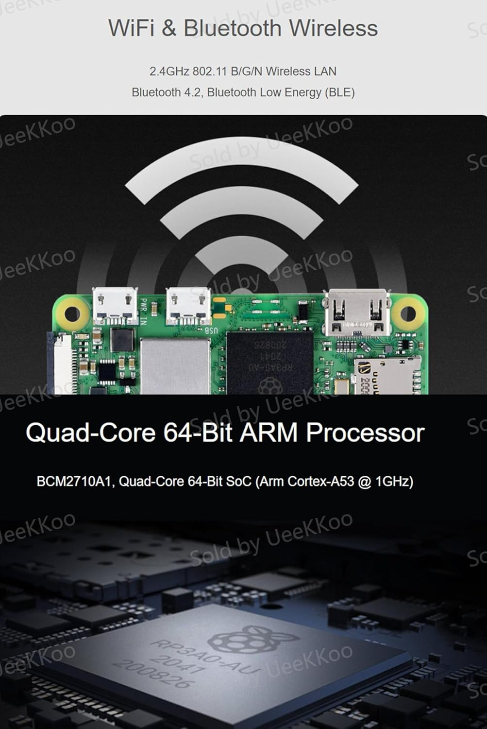 Pi Zero 2 W Basic Kit with Pre Soldered Header Raspberry Pi Zero 2 W + Pi Zero 2W Case + Mini HDMI to HDMI Adapter + Micro USB+OTG Cable, Five Times Faster, Quad-Core ARM Processor (5 Items) image number 3