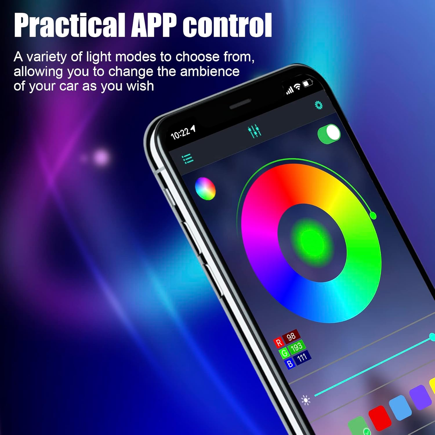 Livtee Smart RGB LED Interior Lights, 2 Lines Design with USB Port, App Control, Music Mode and DIY Mode, Car Accessories Gifts for Women Men image number 5