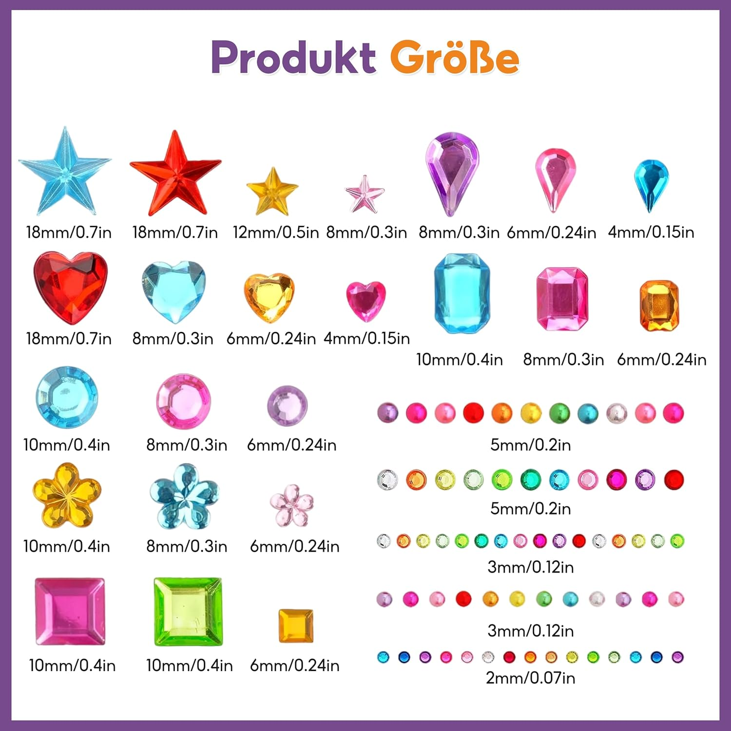 Self-Adhesive Glitter Stones, 3500 Pieces, Rhinestones, Self-Adhesive, Glitter Stones, Face, Acrylic, Colourful, Self-Adhesive Gemstones for DIY Make-Up, Eyes, Nails, Various Sizes image number 2