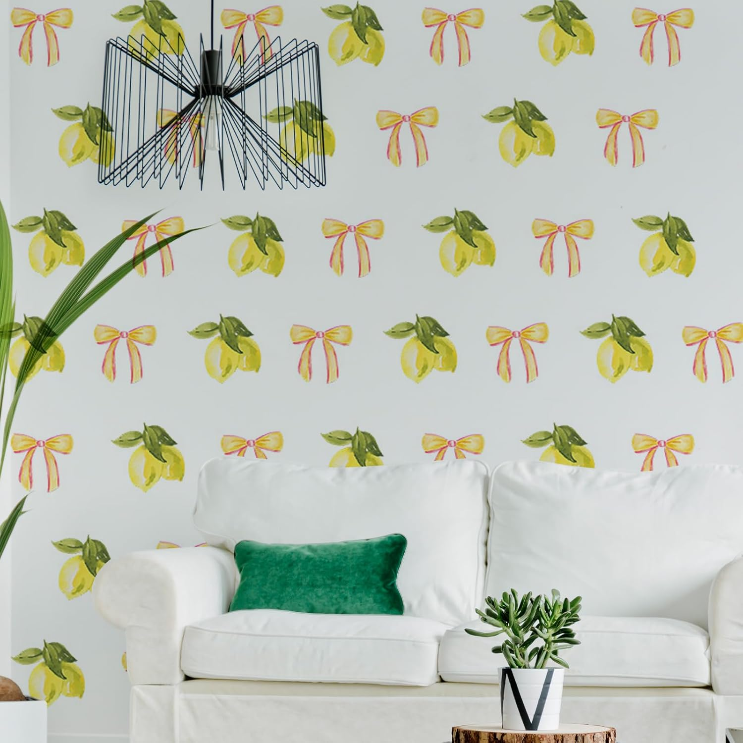 Untilplan 48 Pcs Flowers Wall Decal Boho Wall Decals Vinyl Wall Lemon Stickers Cute Girls Groovy Floral Stickers for Baby Kids Bedroom Bathroom Living Room Home Decoration-Lemo image number 4