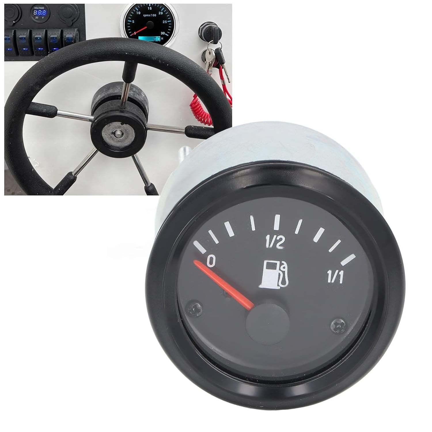 52Mm Fuel Gauge, High Accuracy Waterproof LED Fuel Level Gauge, Automotive Replacement Gauge, Fuel Gauge Kit for Car RV Truck Vehicle Motorcycle (24V) image number 6