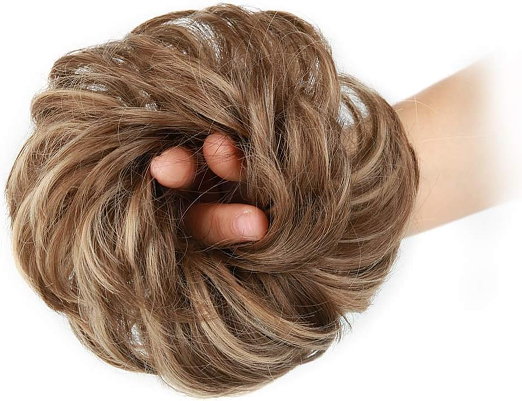 1PCS Messy Hair Bun Hair Scrunchies Extension Curly Wavy Messy Synthetic Chignon for Women Updo Hairpiece(12H24#) image number 1