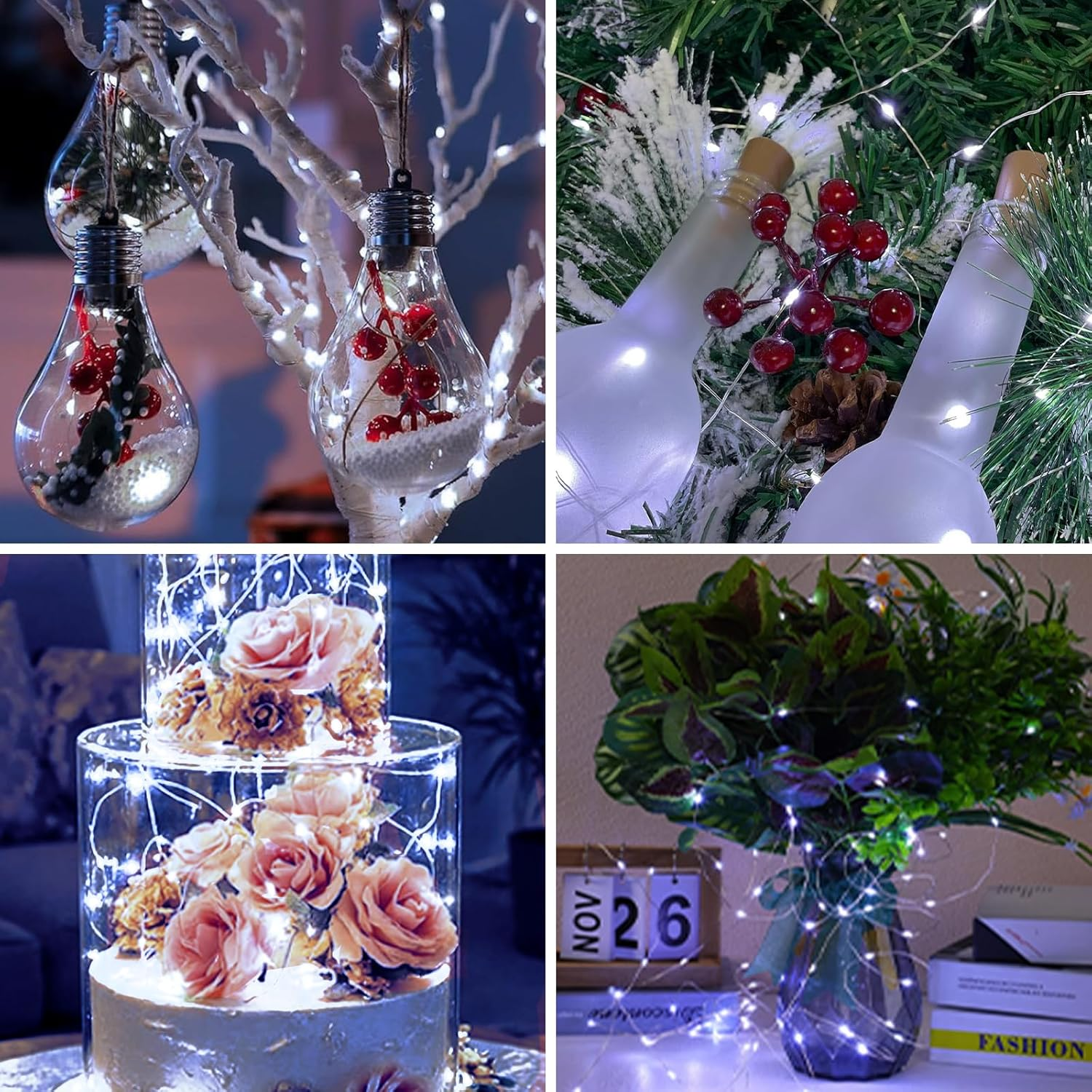 ENLACE Pack of 2 LED Fairy Lights Battery with Timer, 2 M 20 LED Copper Wire Fairy Lights Indoor Battery Operated, White Micro Fairy Lights for Wedding, Children'S Room, Christmas, Party Decoration image number 1