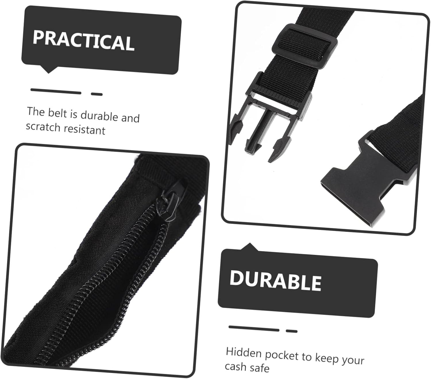 Gatuida Hidden Money Belt for Travel Women and Men, Invisible Waist Wallet Secure Hidden Pocket, Lightweight Adjustable Outdoor Running Travel Belt 120Cm Black image number 4