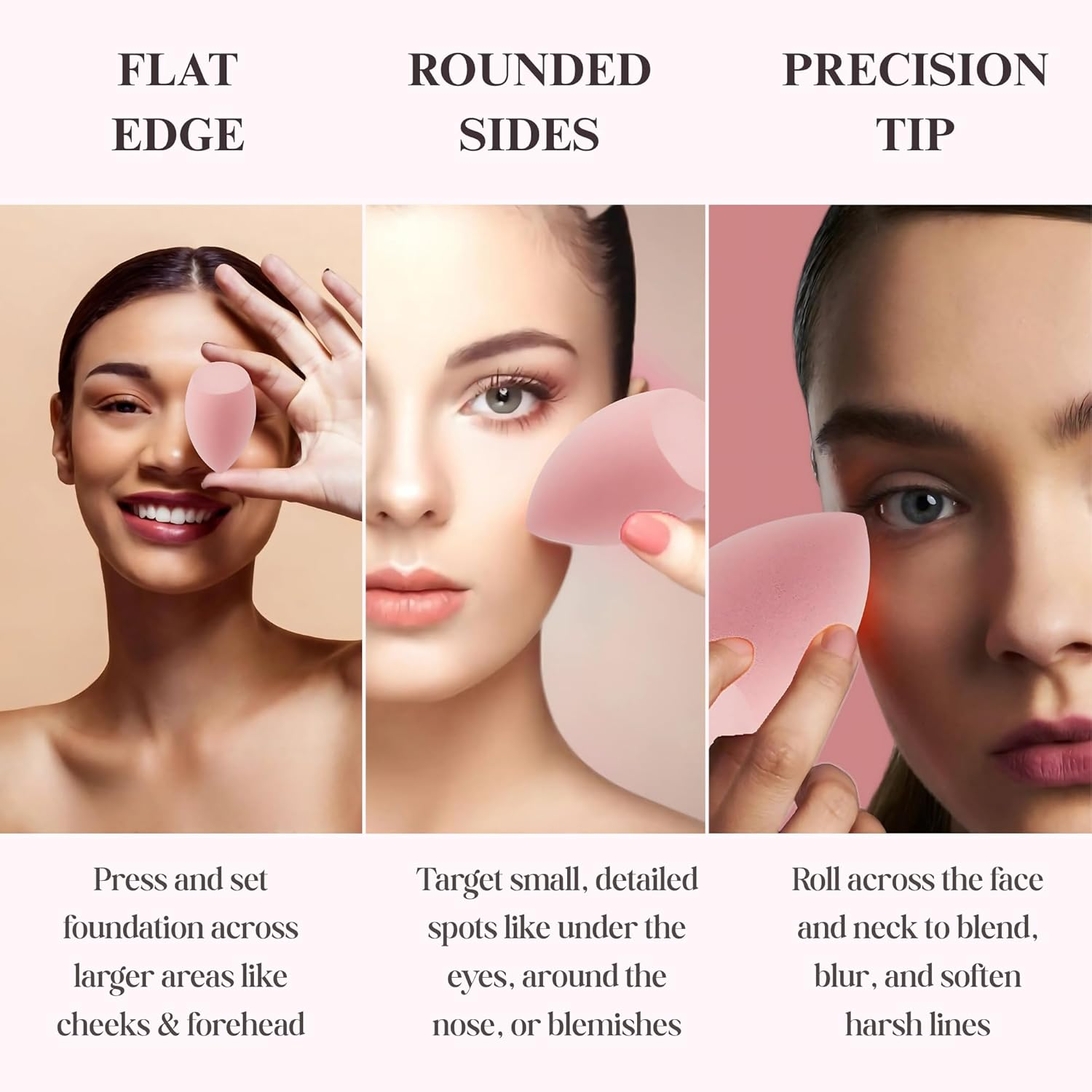 Makeup Blender Sponge for Liquid & Cream Foundation, Blush & Powders - Full Coverage, Streak-Free Professional Makeup Applicator Tool - Washable & Latex Free - Ideal for Dry & Wet Use image number 3