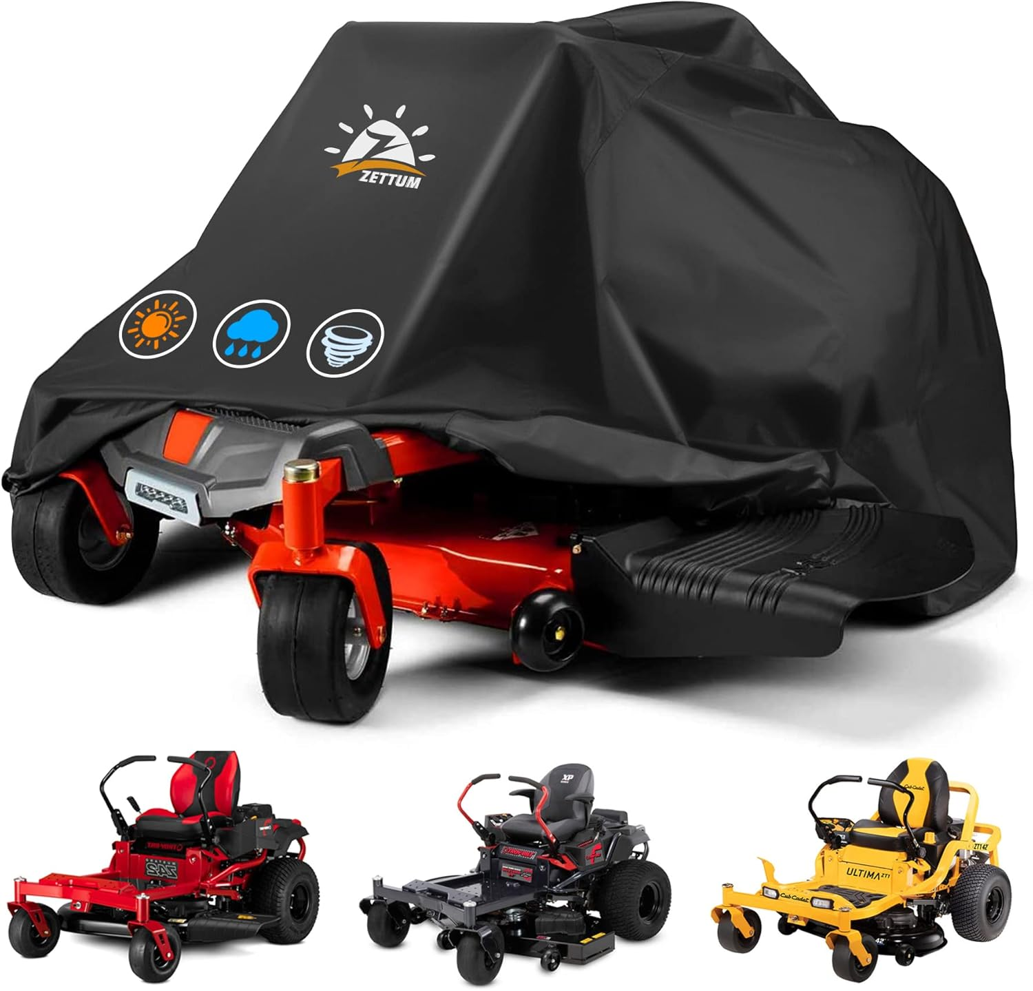Zettum Zero Turn Mower Cover - Zero-Turn Lawn Mower Covers Waterproof & Heavy Duty, 600D Outdoor Universal Fit Mower Cover with Storage Bag for Greenworks, EGO, Craftsman, Husqvarna, Honda and More image number 4