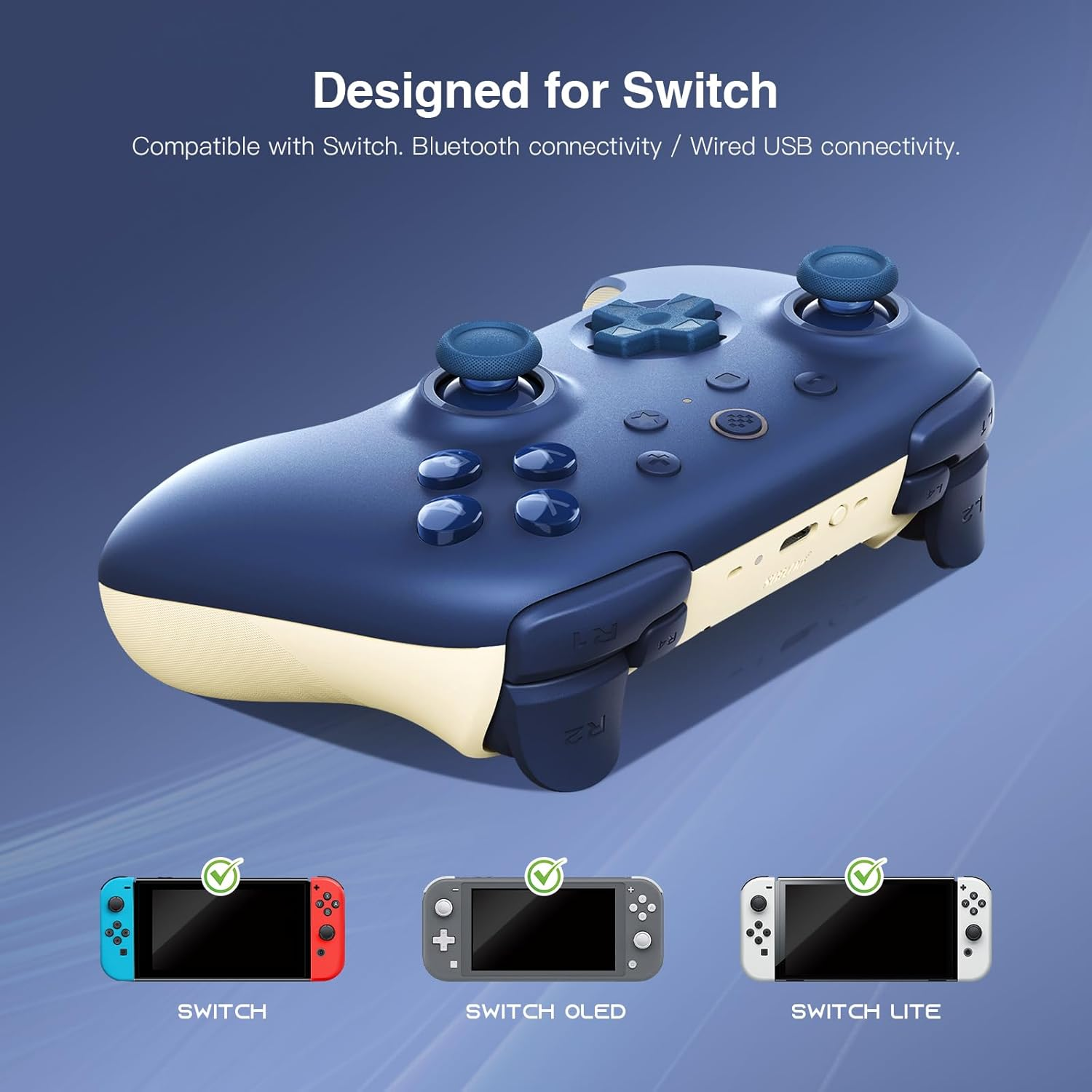 8Bitdo Ultimate 2C Bluetooth Controller (Hall Effect Joystick Update) - for Switch/Switch 2, with Remappable L4/R4 Bumpers, 6-Axis Motion Control, Rumble Vibration and Turbo Function (Dark Blue) - Dark Blue image number 3