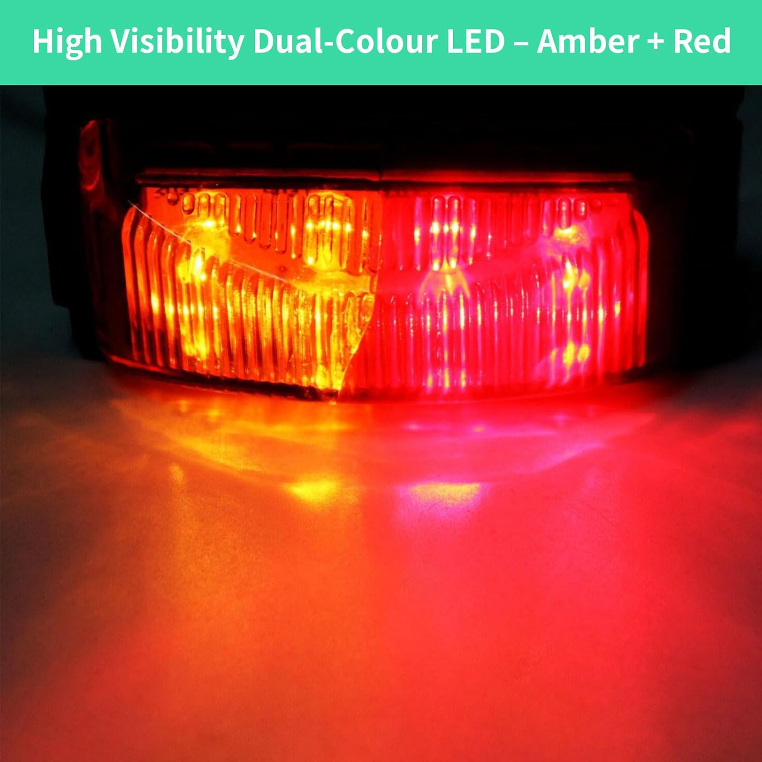 MAEZOE 4PCS LED Trailer Fender Lights &ndash; Red & Amber Dual Colour Marker Lights for Boat, Camper, RV, Truck, UTE &ndash; Waterproof, Durable, Easy Install Side Clearance Lights image number 1