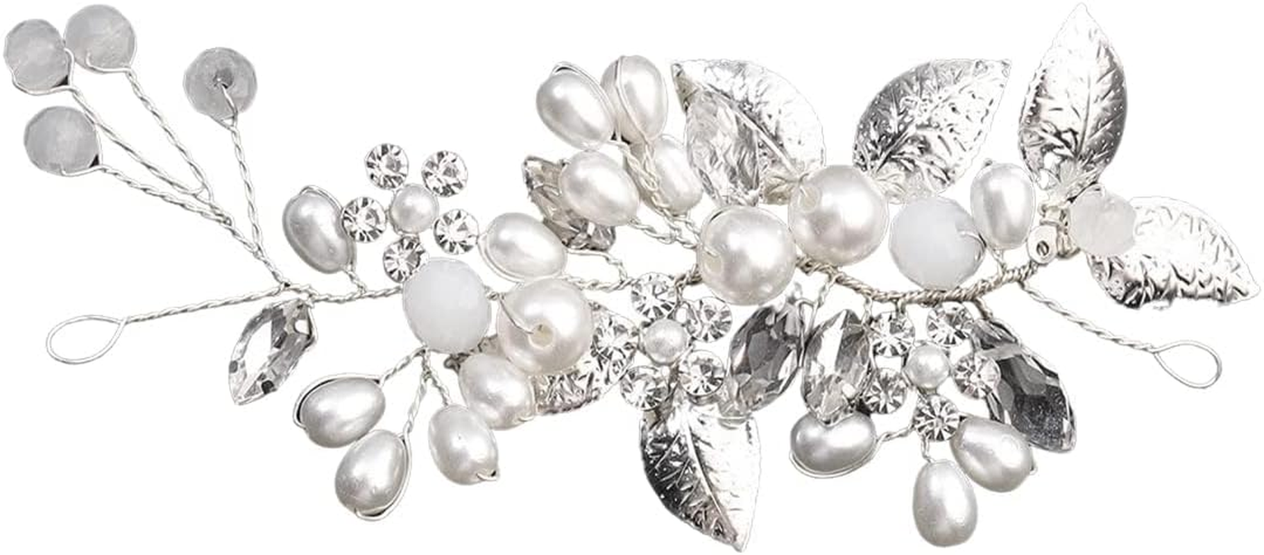 Bridal Crystal Headband, Flower Leaf Headpiece, Wedding Hair Accessories for Bride, Hair Accessories for Women and Girls (Silver) image number 5