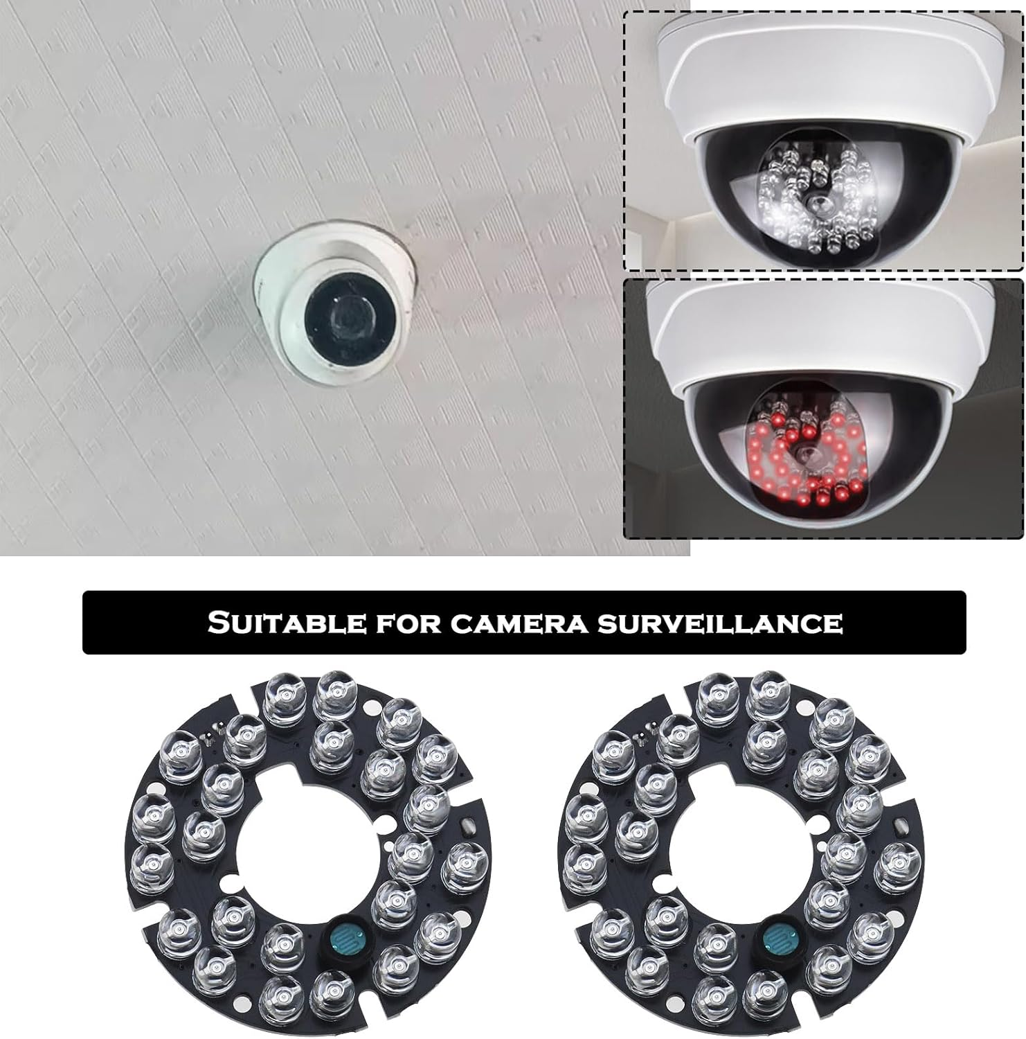 VGOL 2X 24 850Nm IR Leds Infrared Light Board IR Range up to 20-30M for Camera Surveillance System and Night Lighting of Various Cameras, Black image number 4