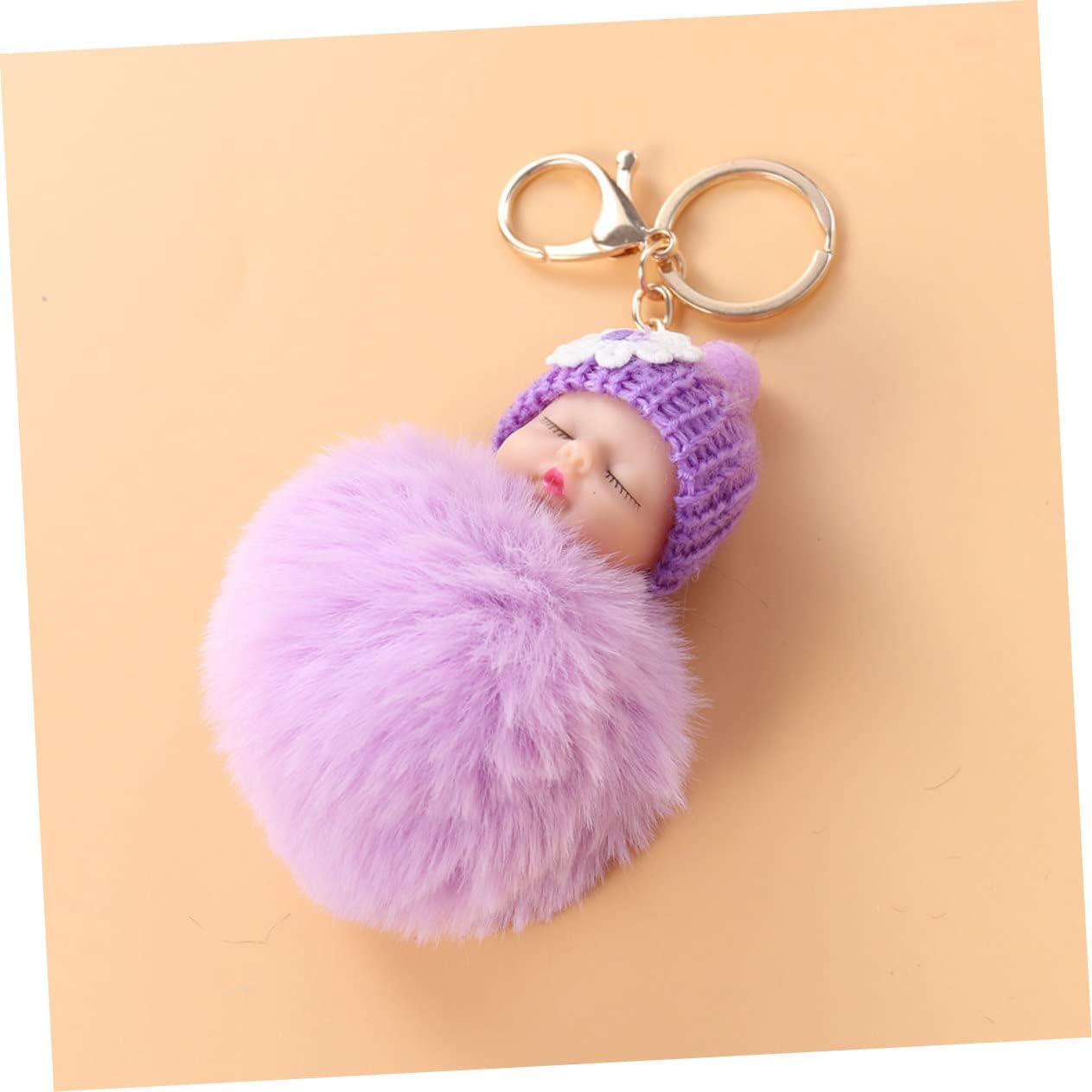 FOYTOKI 2Pcs Stylish Plushie Keychain Keyring Pompom Decor Decorative Bag Pendant Cartoon Charm - Pink image number 3