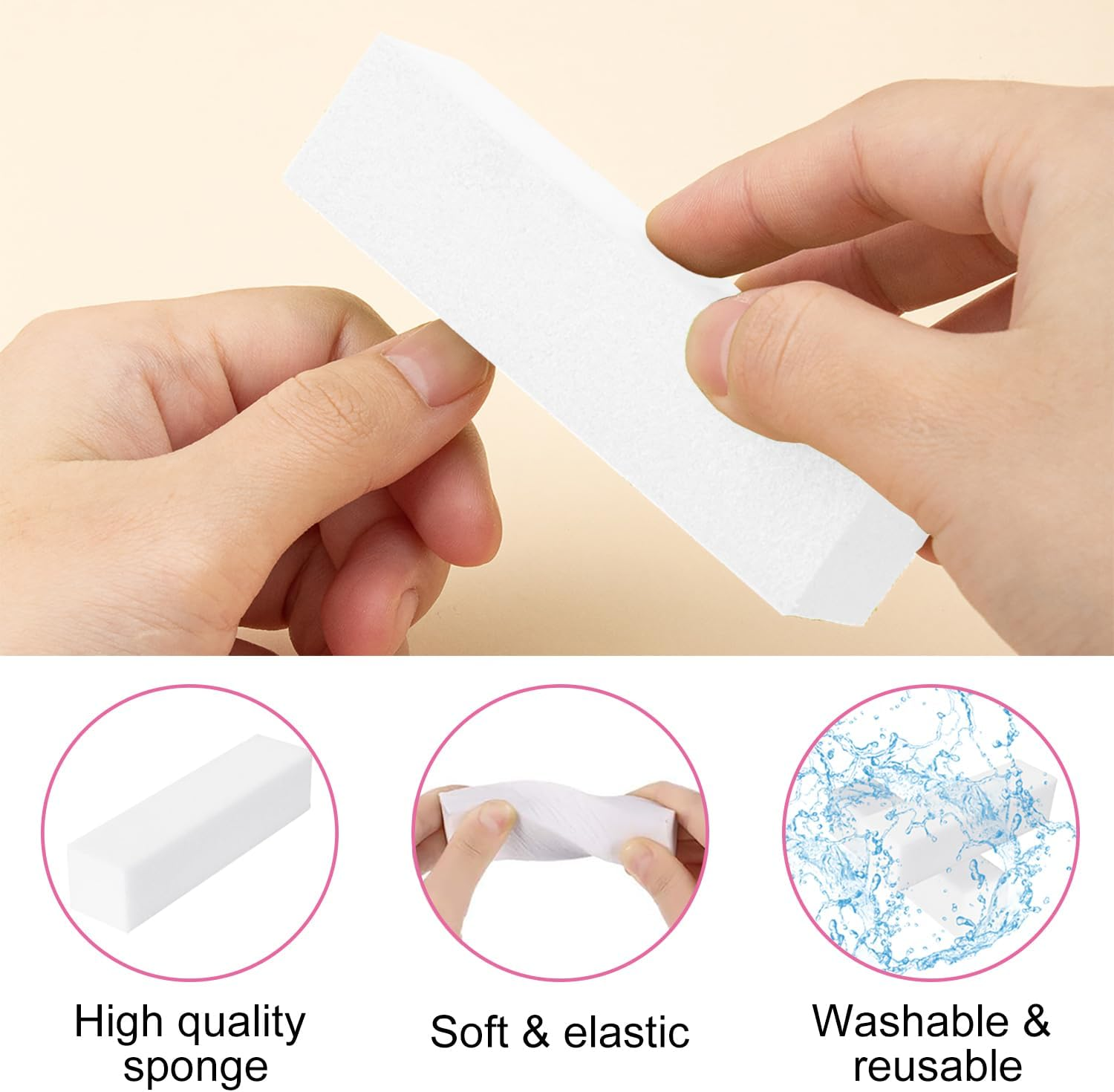 Icovalescent 10 Pieces Nail Buffer Block, Square Nail Buffer Sponge Buffer Professional for Home Beauty Salons Gel Nails (White) image number 3
