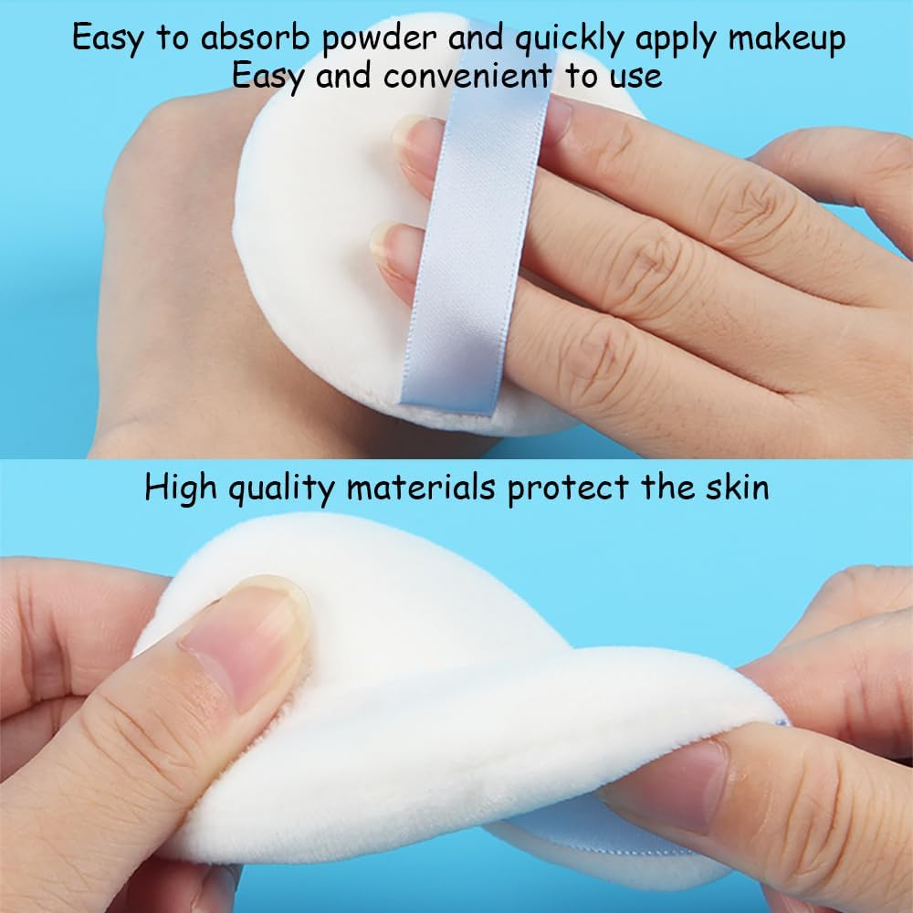 Ultra Soft Powder Puff and Container 3.3" High Density Velvet Dusting Washable Reusable Powder Puff,Body Powder Puff and Glass Jar Holder Loose Powder Box with Puff for Face Makeup(Gray) - Yurt-Amber image number 3