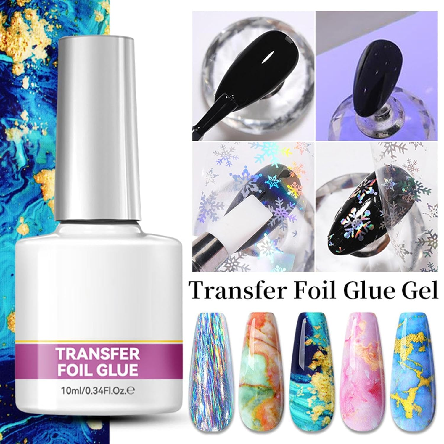 Nail Foil Transfer Glue, 10Ml Strong Manicure Adhesive, Nail Glue Transfer, for Women Beginners Professionals Home Salon Wedding Party image number 4