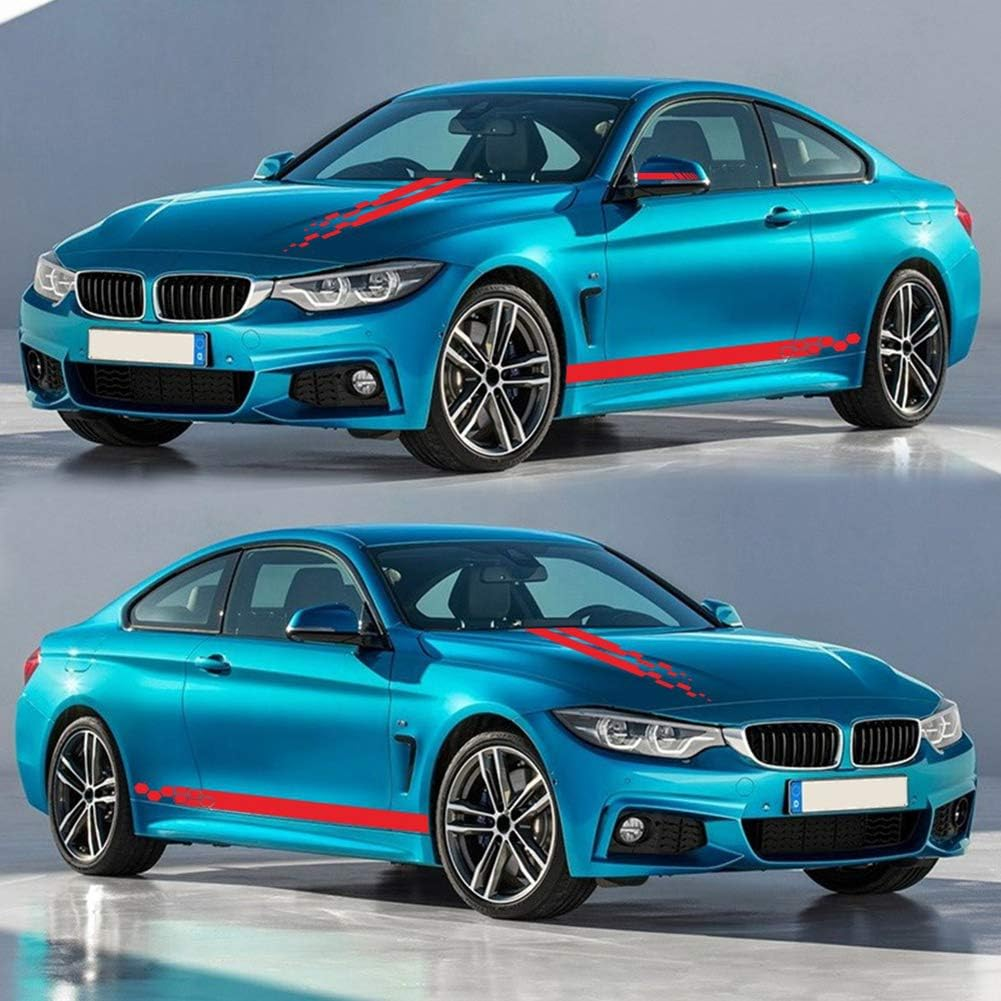 Rojuicy 5 Pieces Vinyl Car Side Stickers Decorative Auto Body Racing Sports Decals Car Truck DIY Decal Stripe Vinyl Sticker Accessories 1-2 Days Delivery image number 1