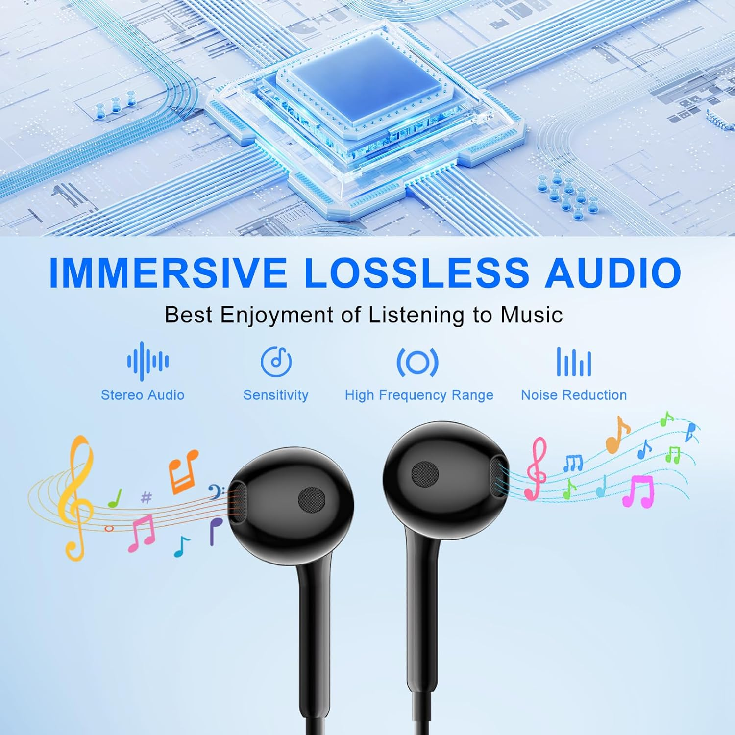 USB C Headphones, Wired Headphones for Iphone 16 15 Pro Max Pixel 6 6A 7A 8 5, Type USB C Earphones with Mic Volume Control Bass Stereo Noise Cancelling for Samsung S23 FE S22 S21 S20 A53 A54 image number 2