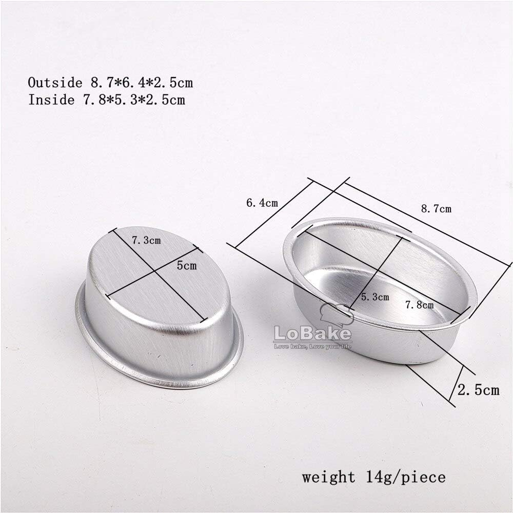 Lobake 10Pcs Mini Size Oval Egg Shape Aluminium Alloy Metal Cheese Pan Cake Mold Bread Mould Tart Holder Pudding Jelly Tin DIY Bakery D00 image number 4