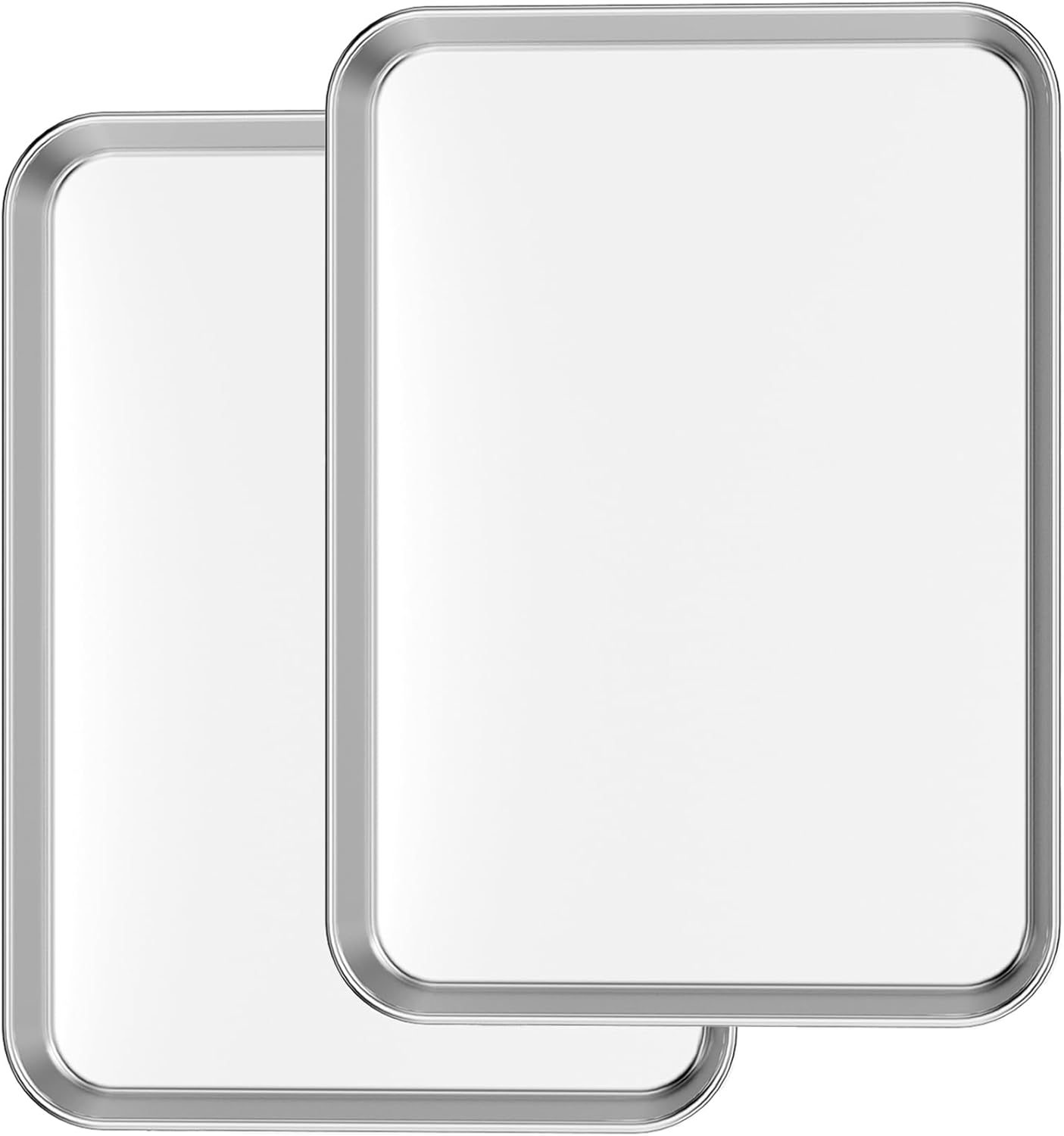 Stainless Steel Bakeware Oven Tray, 16 Inch Commercial Grade Professional Bakeware, Healthy & Non-Toxic, Mirror Finish & Rustproof, Easy Clean & Dishwasher Safe, 3 Piece Set 10/12/16 Inch