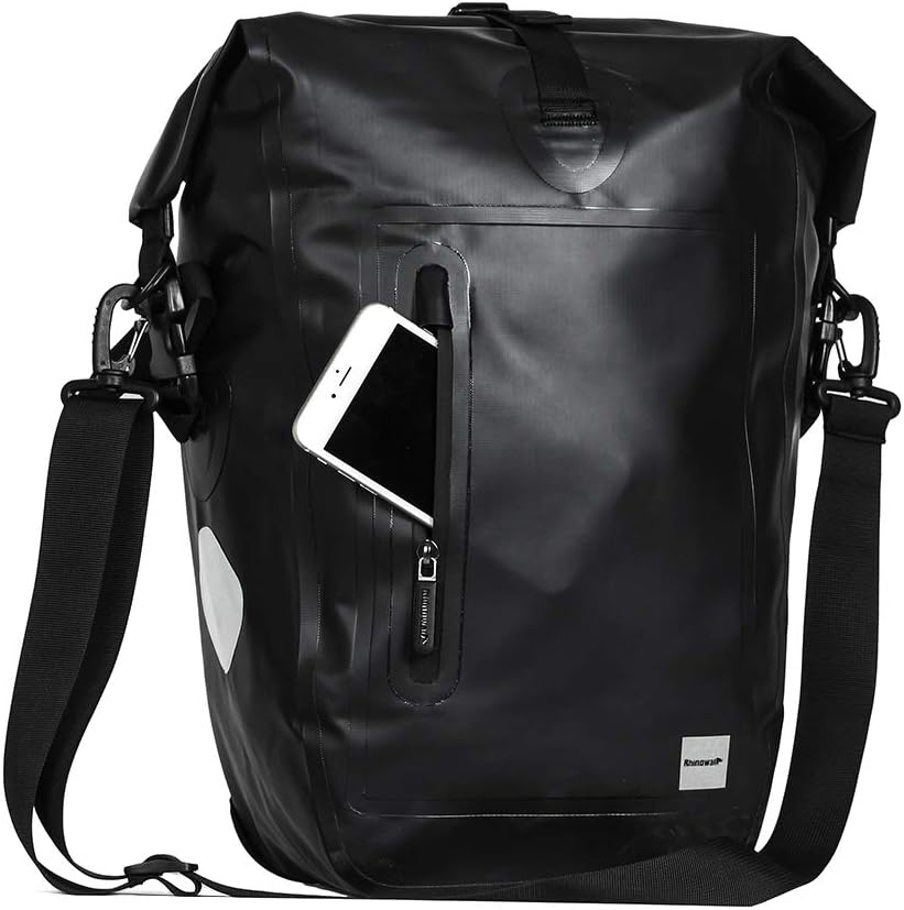 Rhinowalk Bike Bag Waterproof Bike Pannier Bag,(For Bicycle Cargo Rack Saddle Bag Shoulder Bag Laptop Pannier Rack Bicycle Bag Professional Cycling Accessories)-Black image number 6