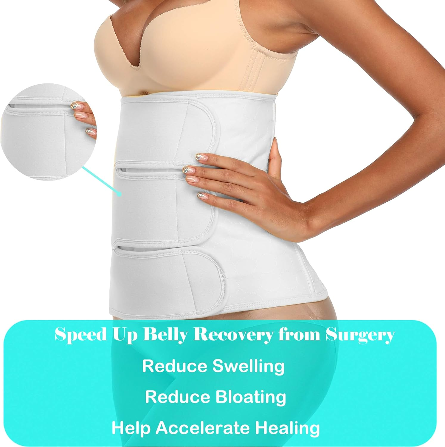 Post Belly Band Postpartum Recovery Belt Girdle Belly Binder, Cotton image number 5