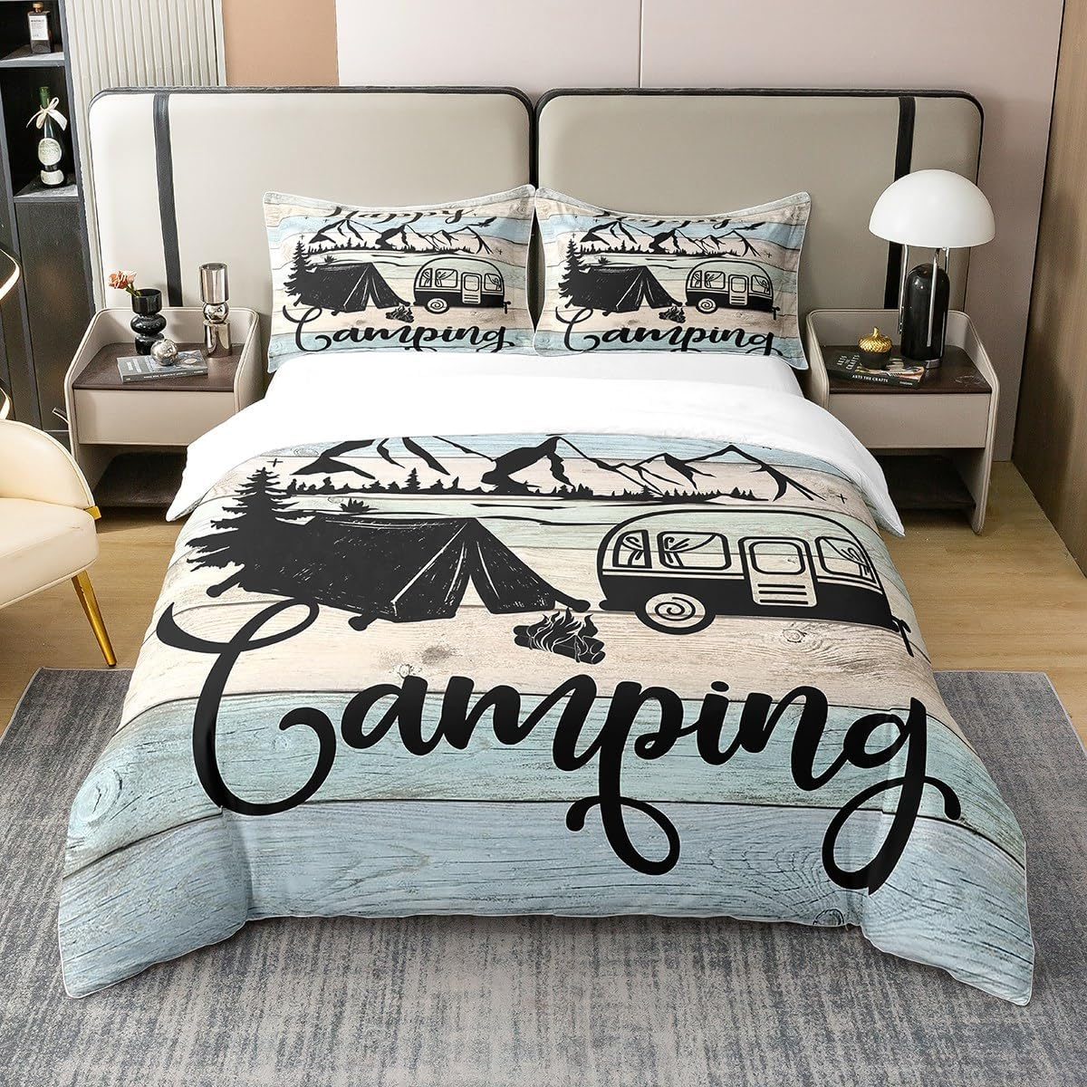 100% Natural Cotton Fox Duvet Cover, Woodland Animal Bed Linen Set, 135 X 200 Cm, Vintage Coffee Brown Splash Style Comforter Cover, Rustic Wild Fox Bed Sets with 1 Pillowcase, Skin-Friendly