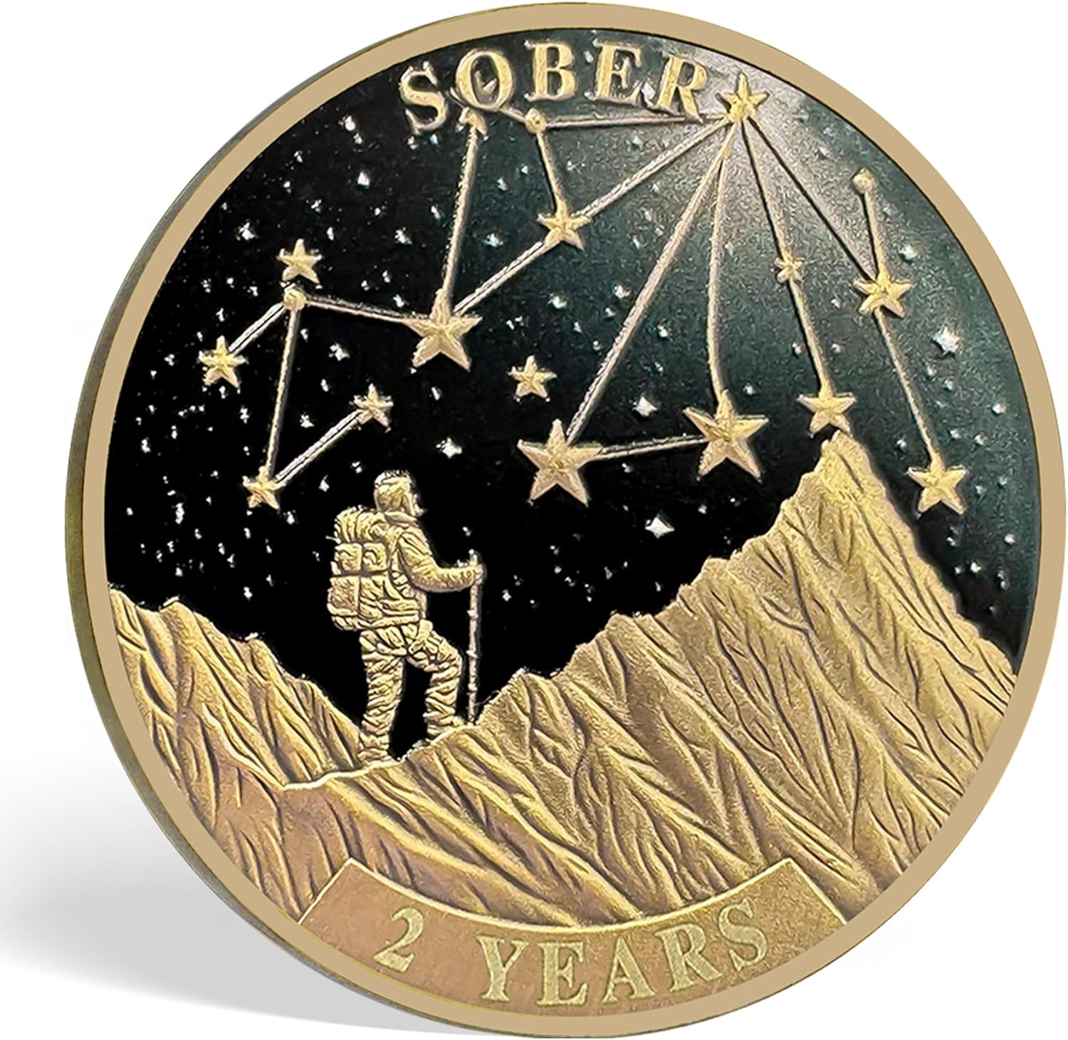 2 Year Sobriety Coin Gifts | Pathfinder Starry AA Coin - HA AA Chip Medallion with Inspirational Quote | Narcotics Alcoholics Anonymous Gifts for Anniversary Month & Year for Men & Women in Recovery image number 2
