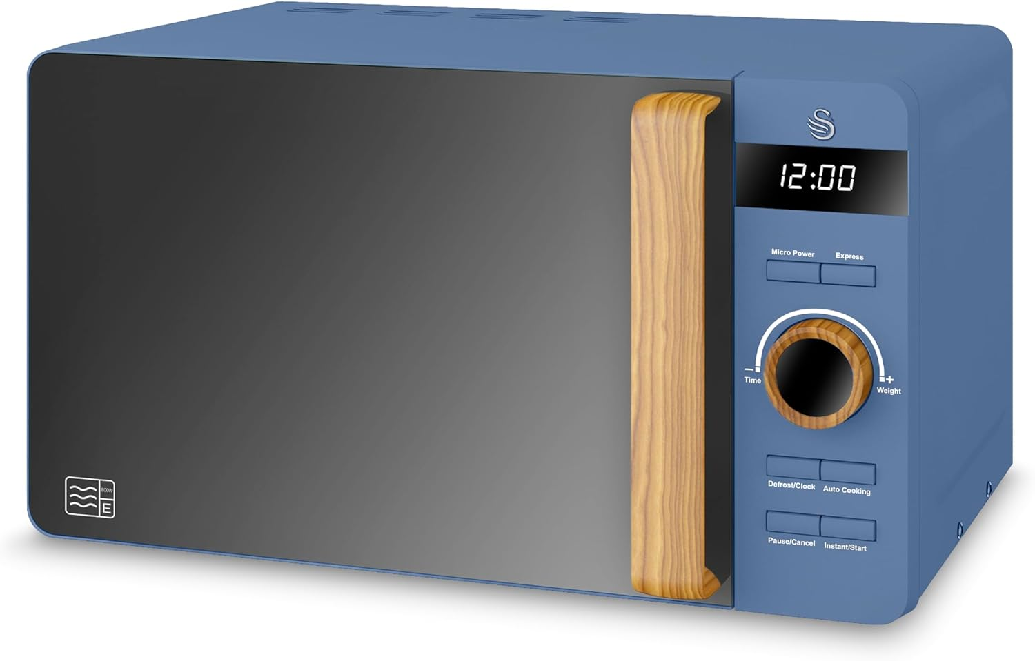 Swan SM22036LGREN Nordic LED Digital Microwave with Glass Turntable, 6 Power Levels & Defrost Setting, 20L, 800W, Green