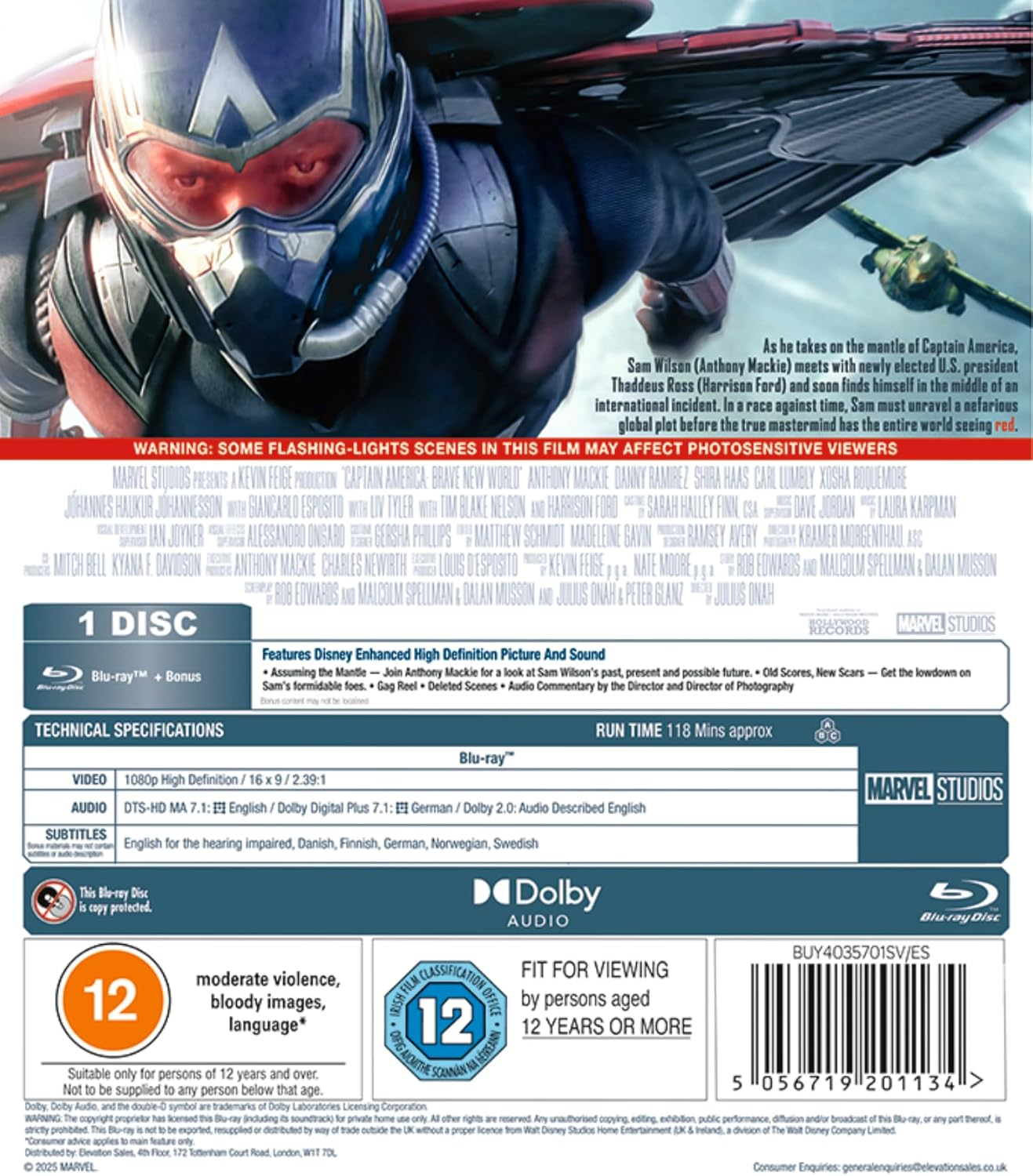Marvel'S Captain America: Brave New World BD [Blu-Ray] [Region a & B & C] image number 2